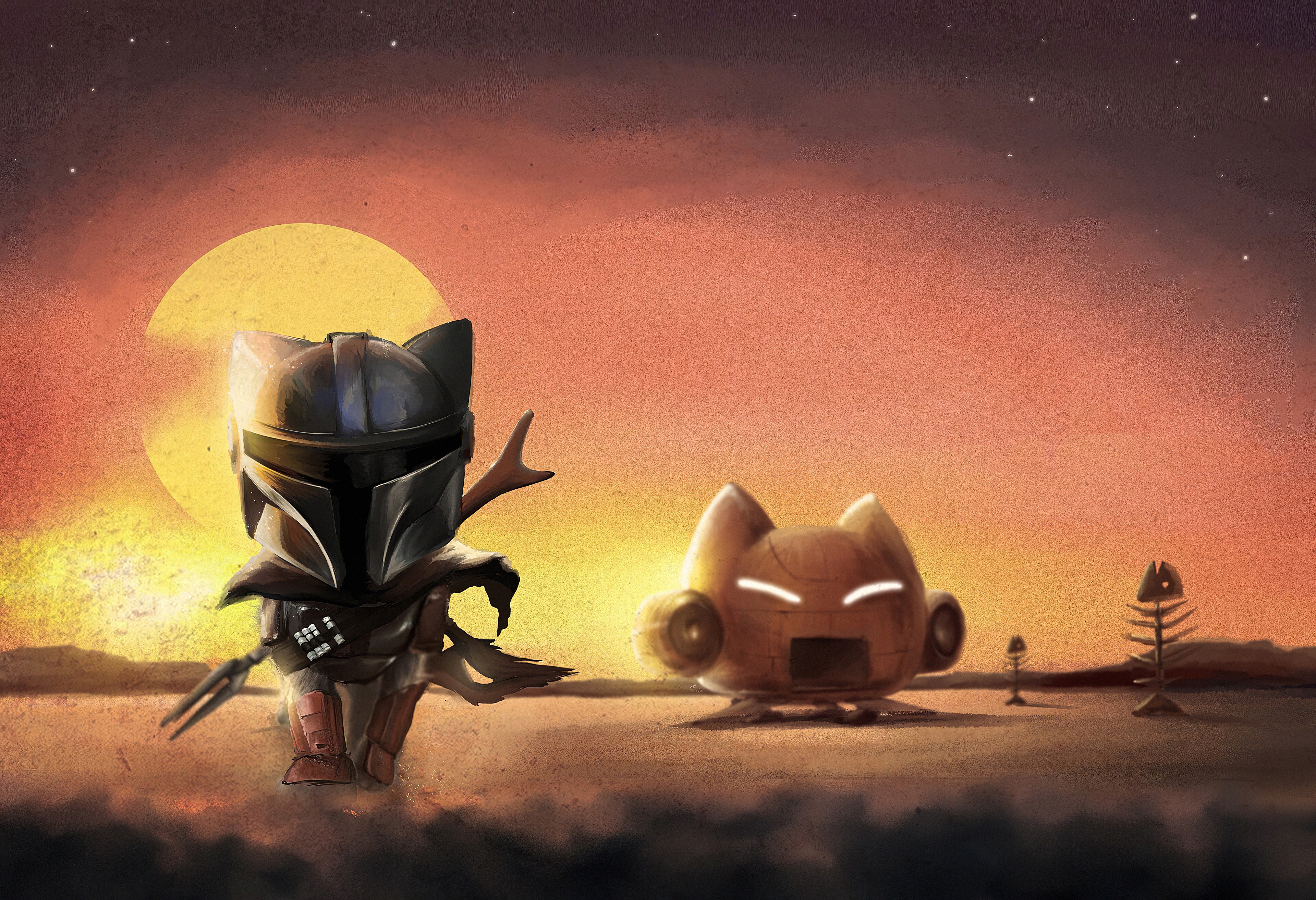 4K, artwork, science fiction, bounty hunter, The Mandalorian, TV Series HD Wallpaper