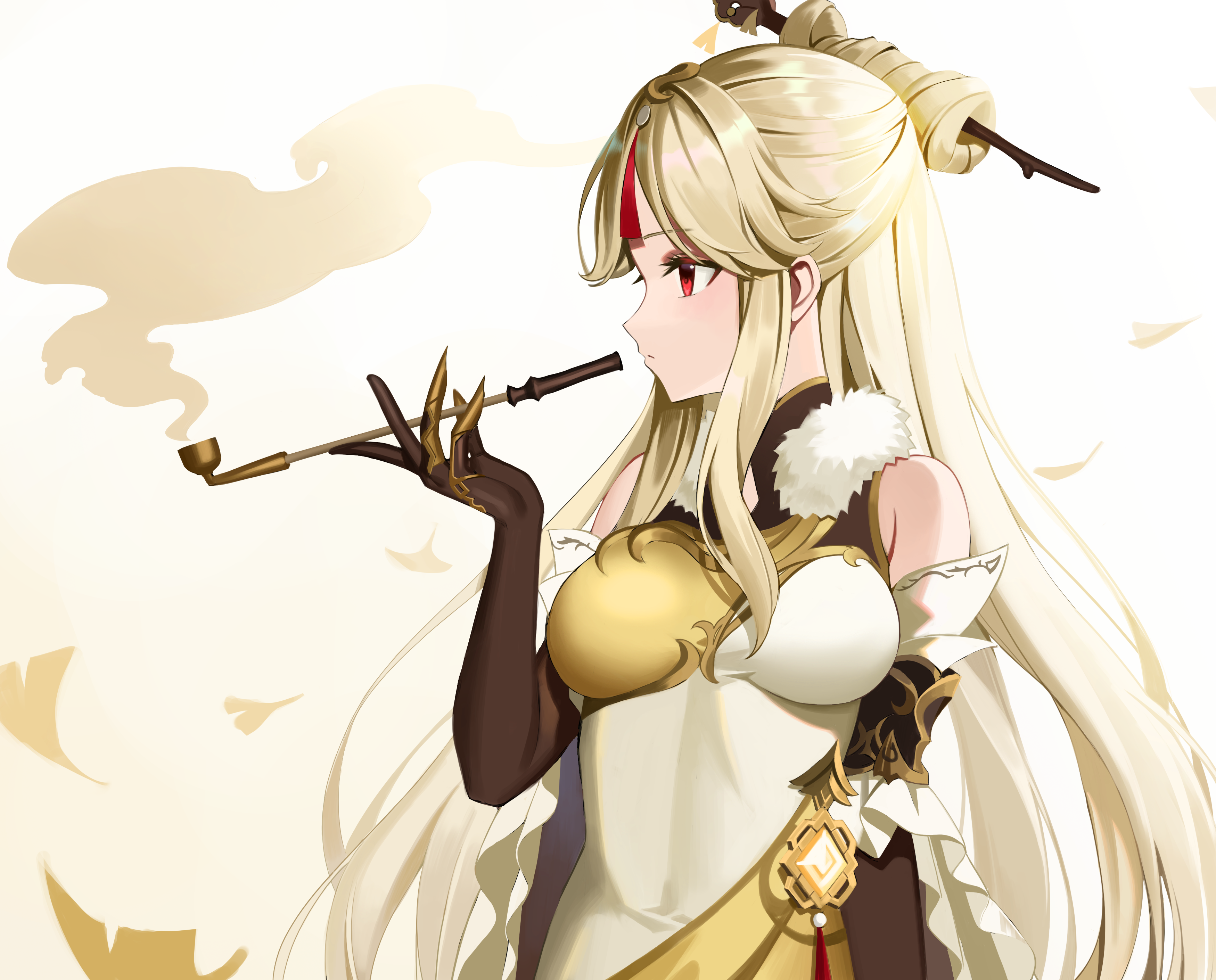 Ningguang smoking a pipe Genshin Impact HD Wallpaper