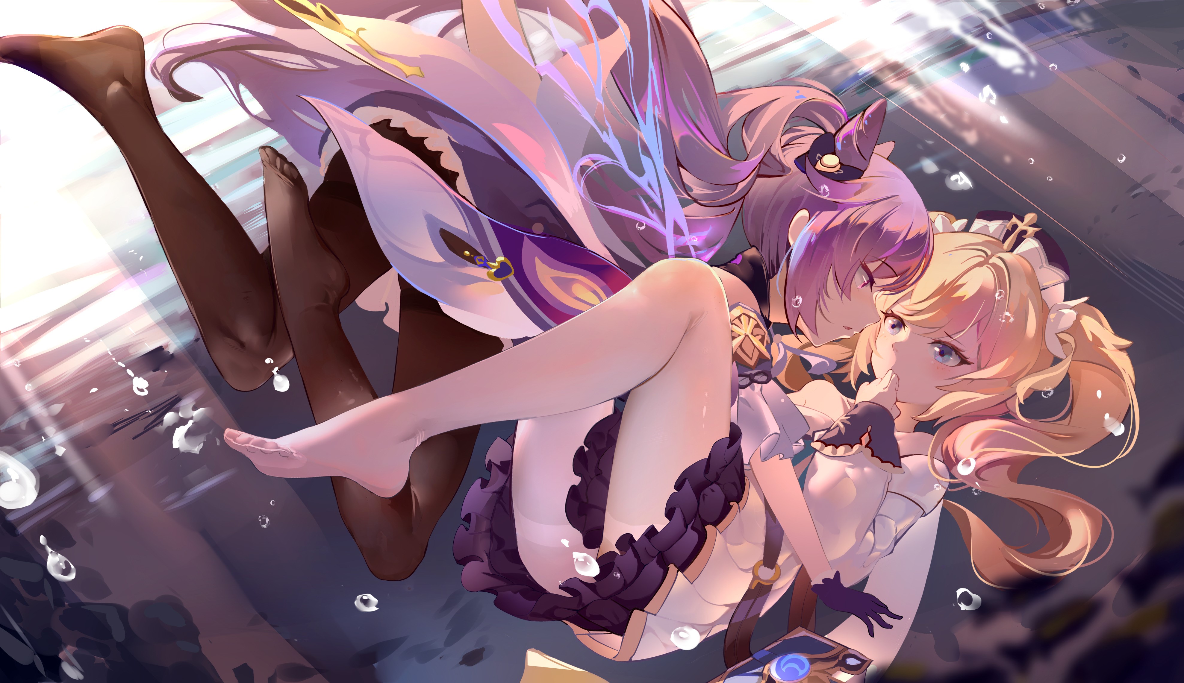 4K, anime girls, barbara (genshin impact), Keqing (Genshin Impact), Genshin Impact HD Wallpaper