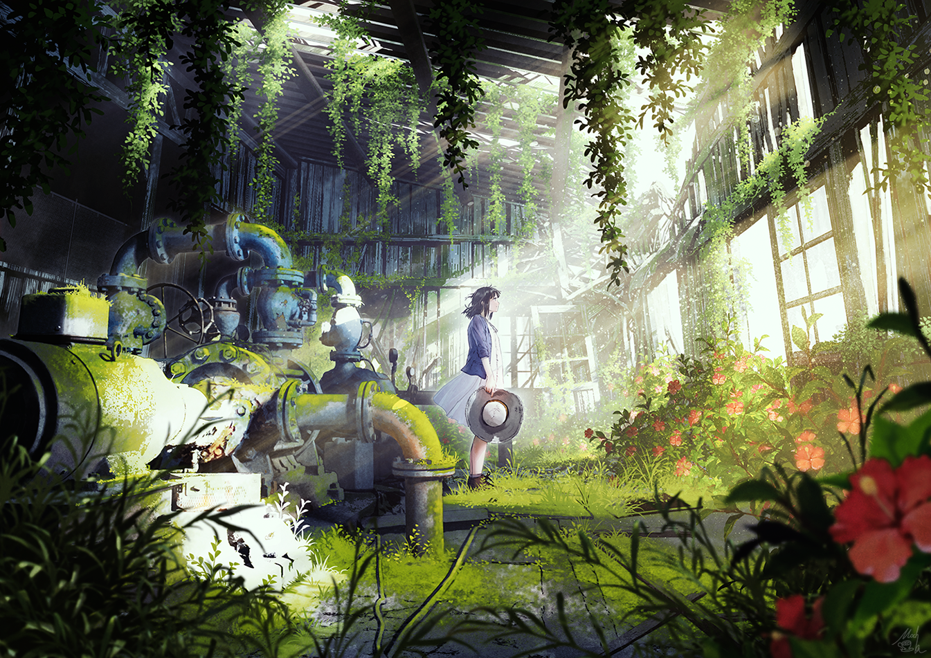 Mocha, ruin, anime, anime girls HD Wallpaper
