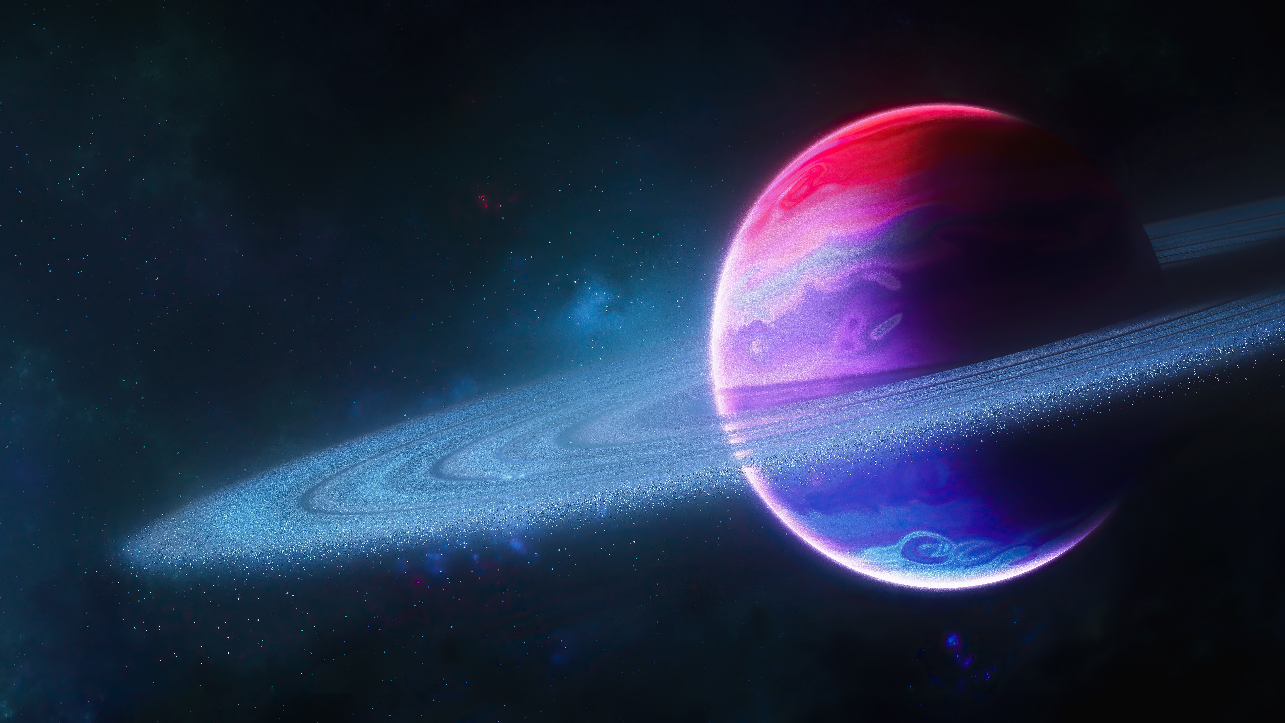4K, planetary rings, space, space art, planet HD Wallpaper