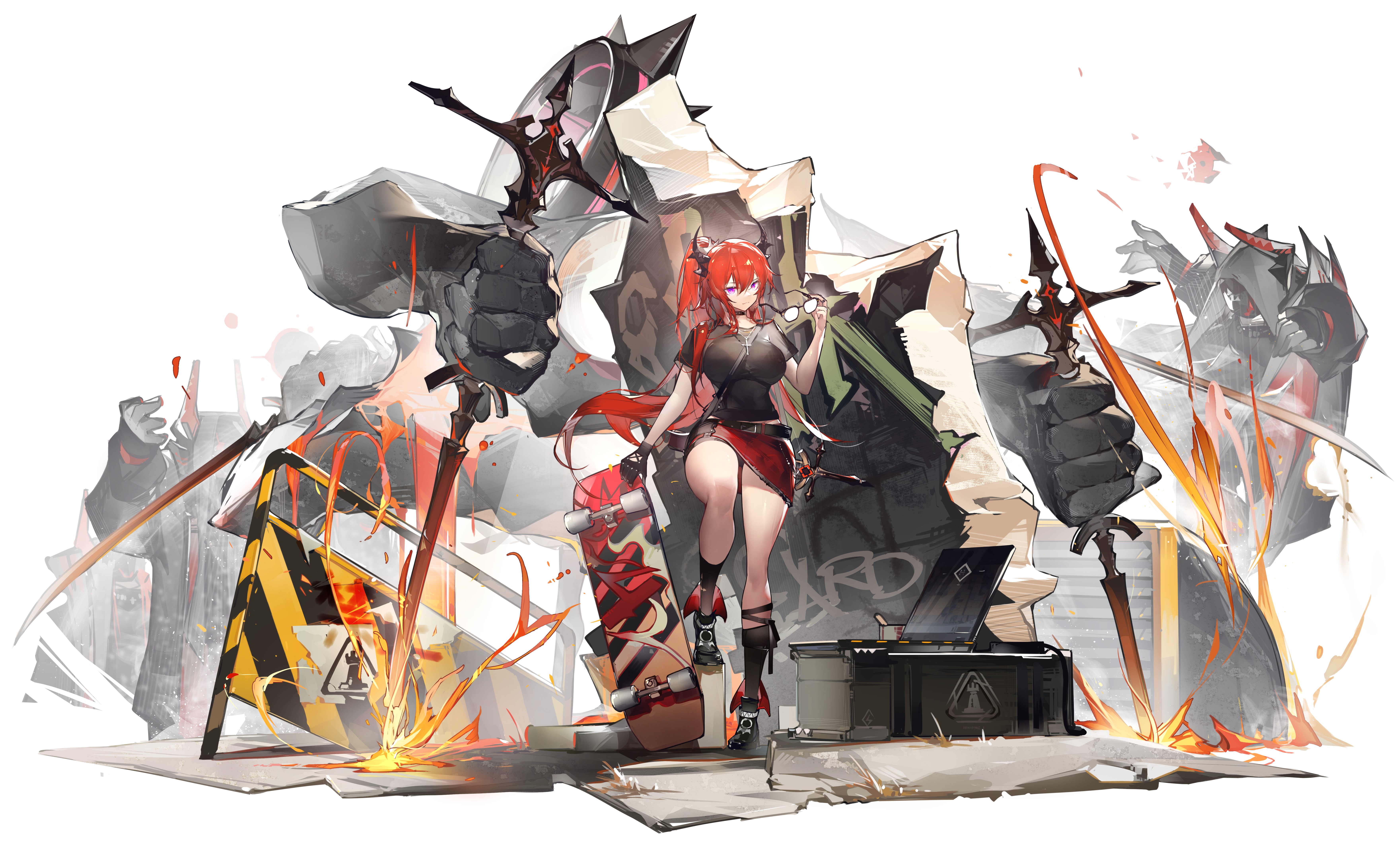 4K, Arknights, YuShe Quetzalli, Surtr (Arknights), Yushi Ketsalkoatl, anime, anime girls HD Wallpaper