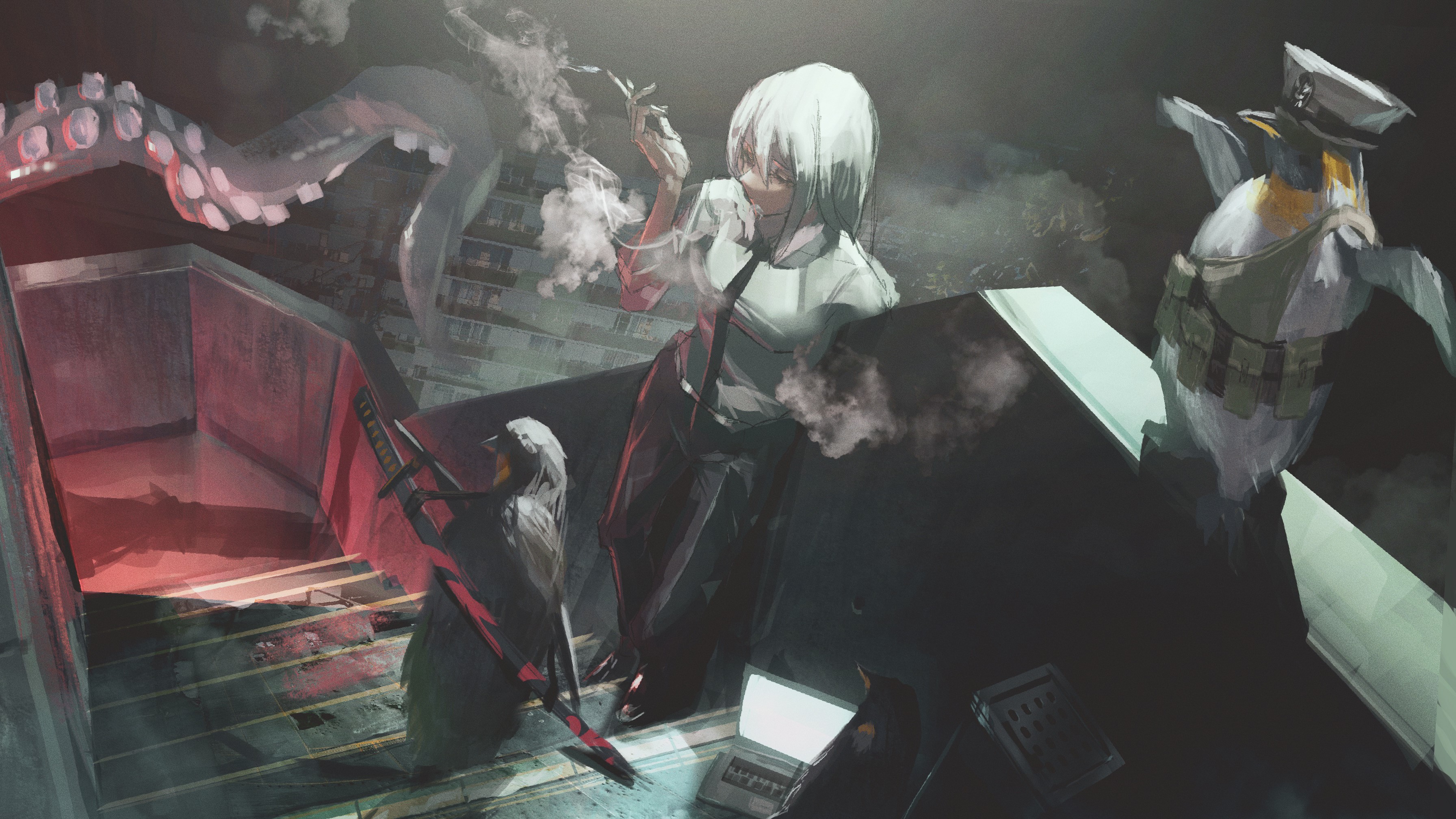 anime girls, Neg, anime HD Wallpaper