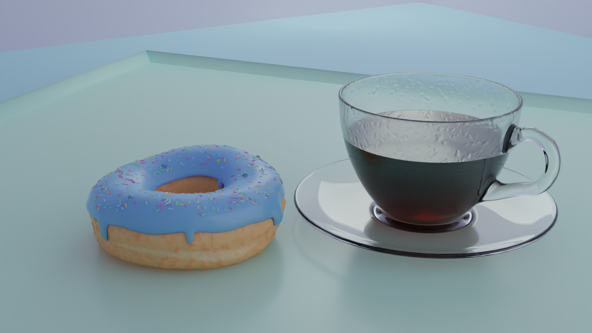 Blender, coffee, donut, 3D graphics HD Wallpaper