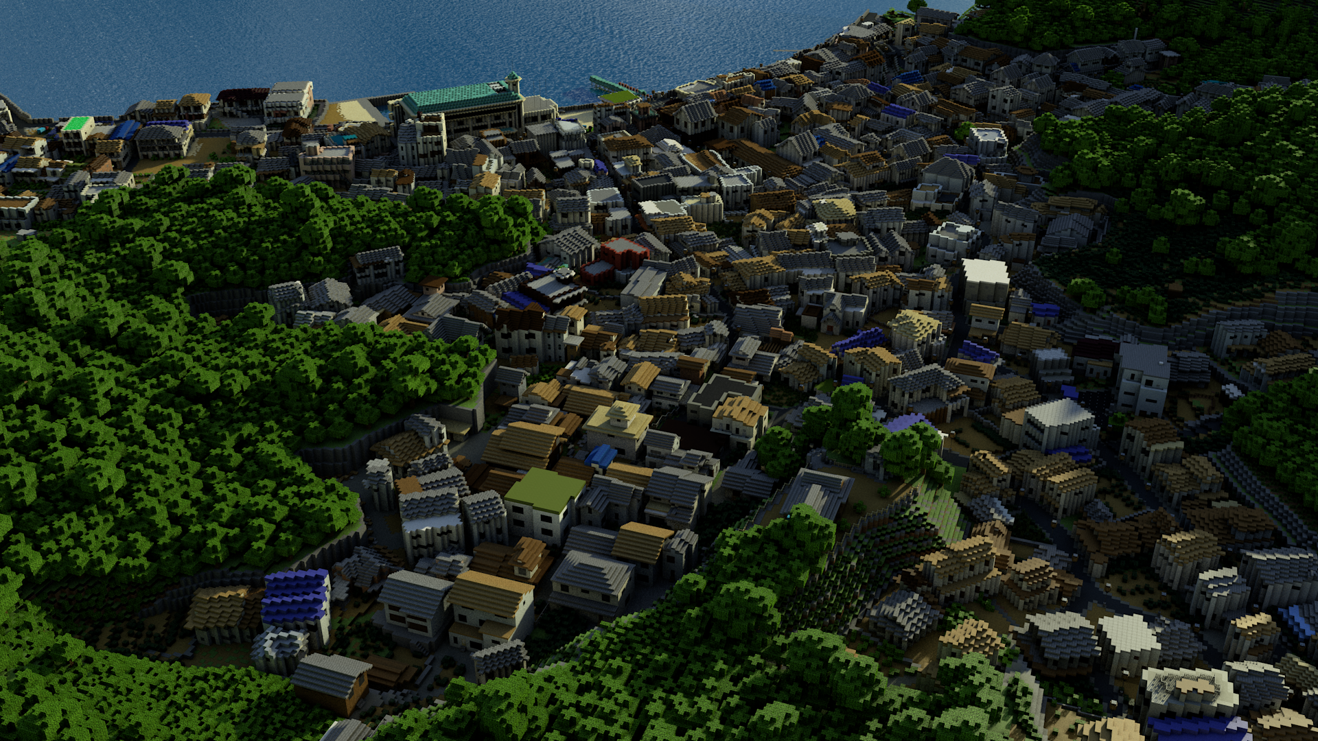 Minecraft village on Ninoshima Island, Japan HD Wallpaper