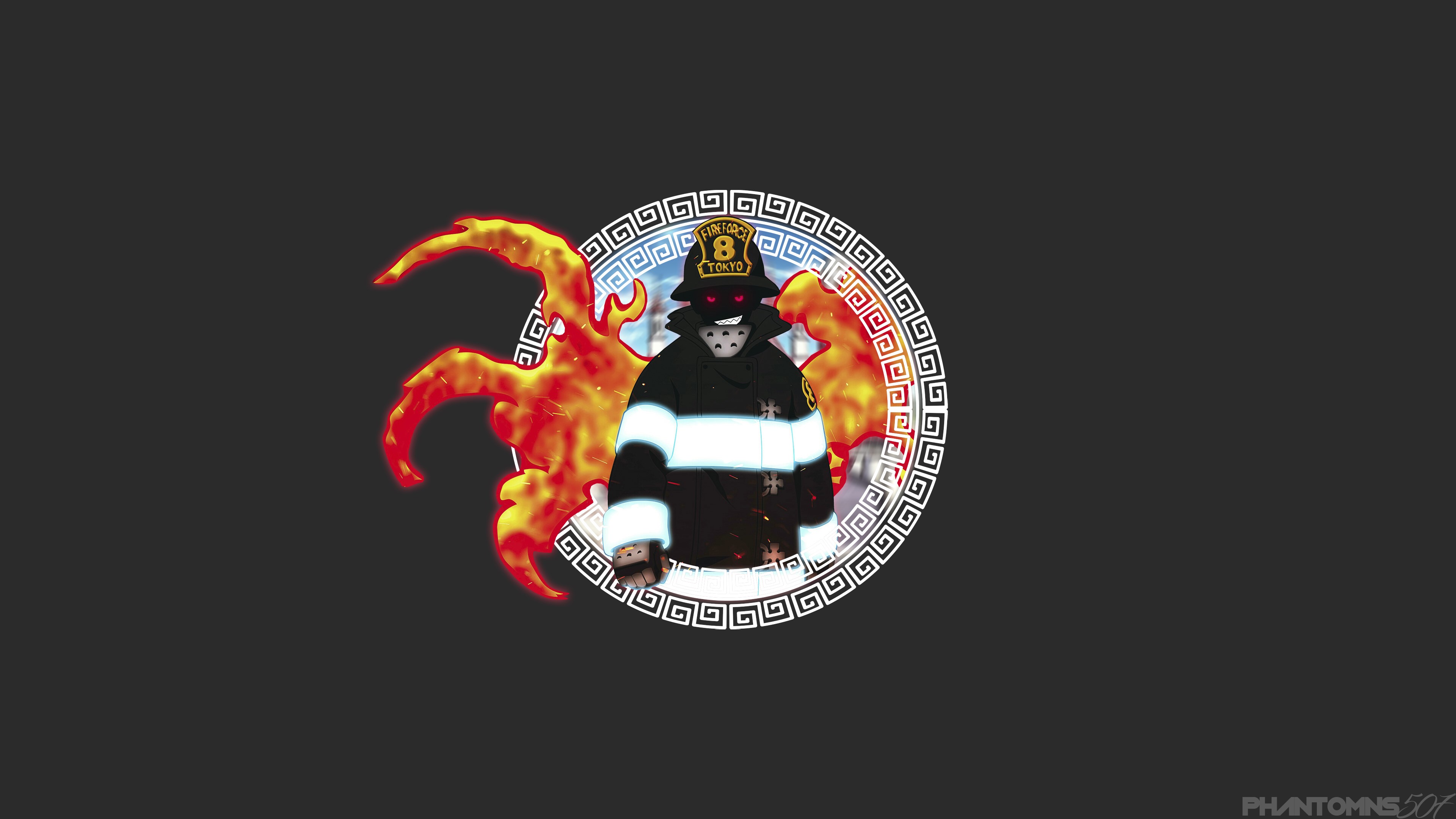 4K, minimalism, Shinra Kusakabe, Enen no Shouboutai, anime HD Wallpaper