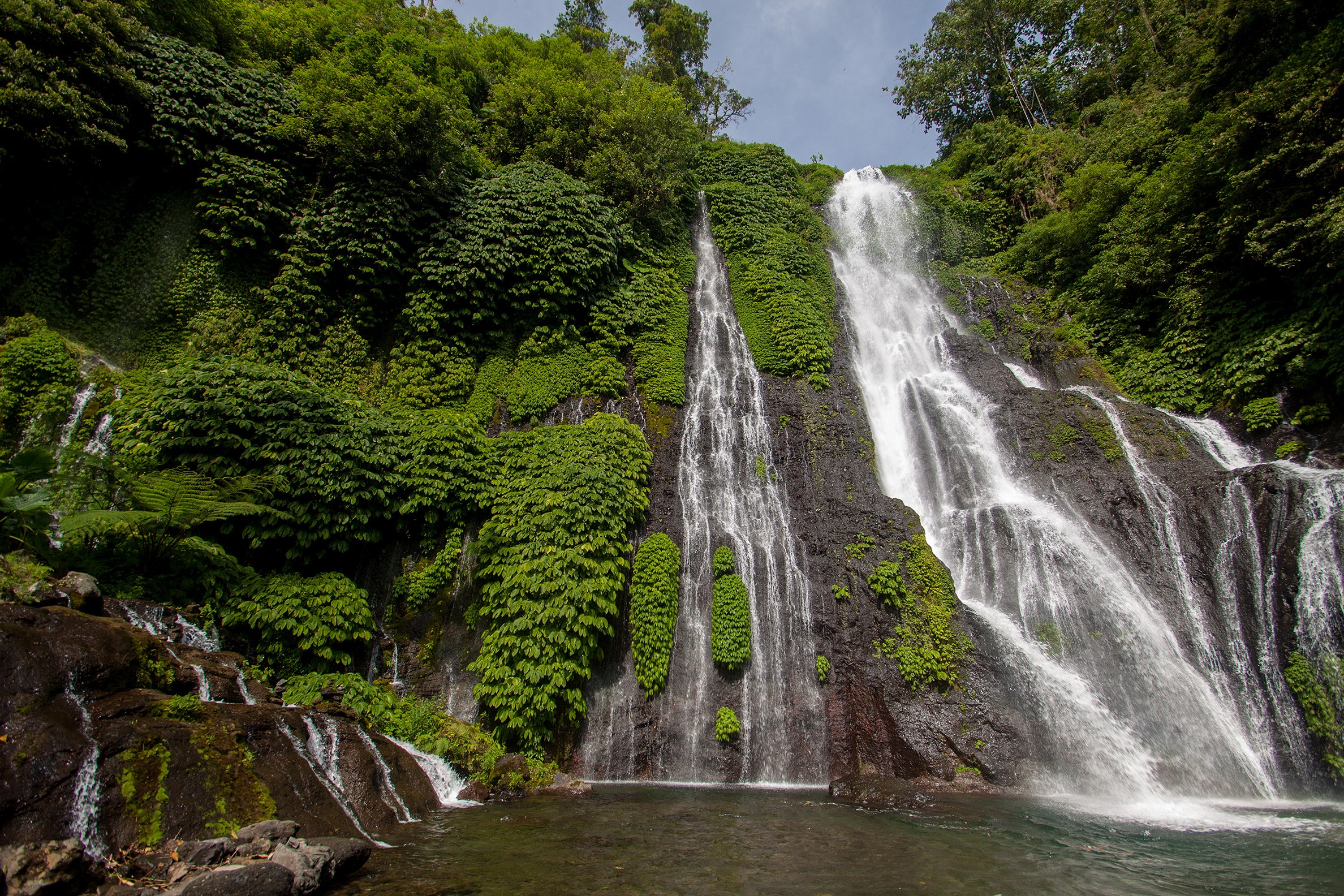 Indonesia, waterfall, landscape HD Wallpaper