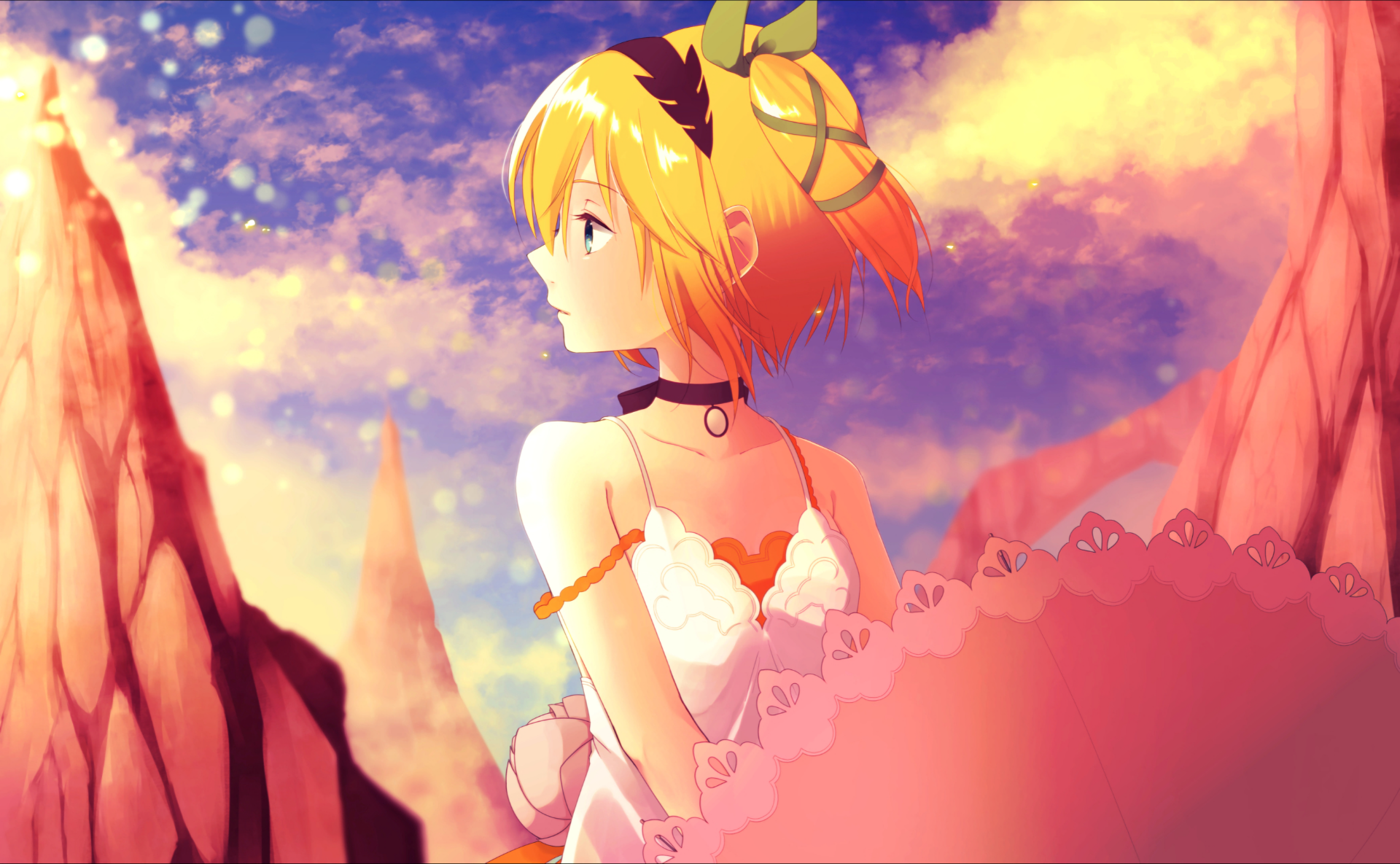anime, choker, anime girls, fantasy girl, yellow hair, fantasy art, Tales of Zestiria HD Wallpaper
