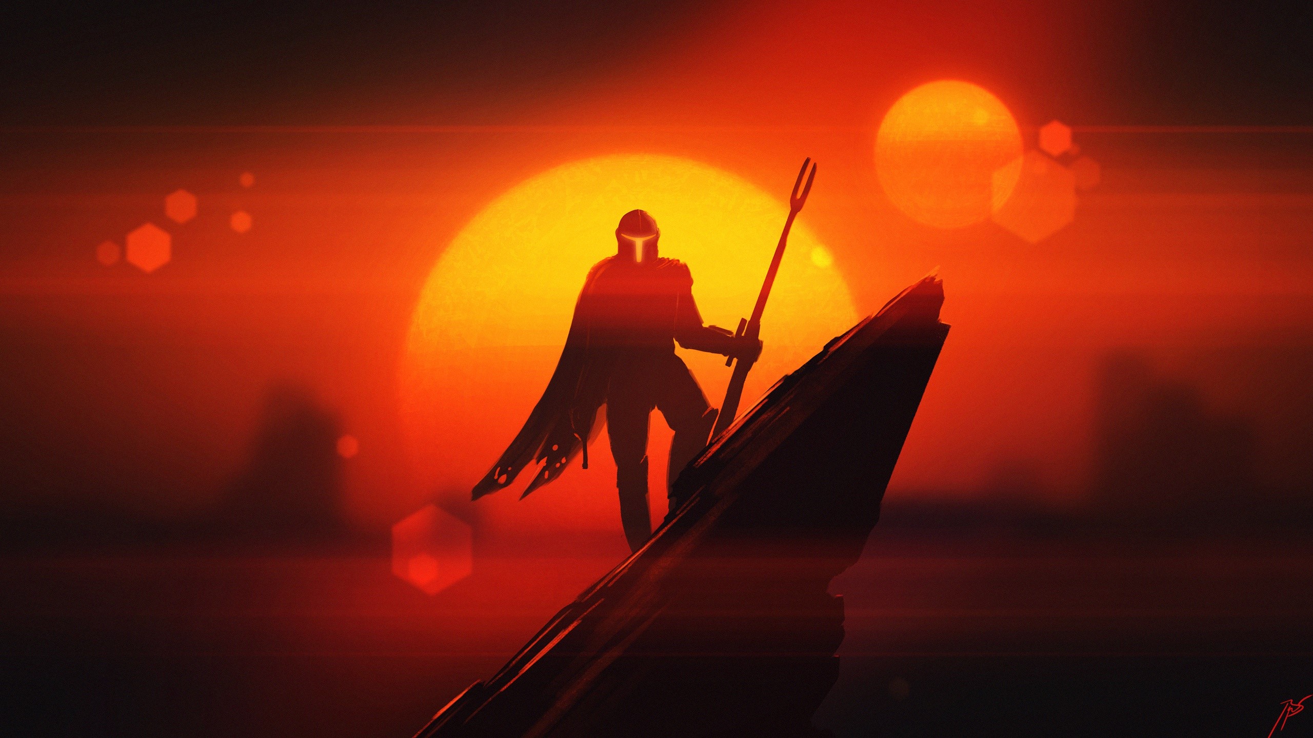 TV Series, The Mandalorian, science fiction, bounty hunter, artwork, Sun, Star Wars HD Wallpaper