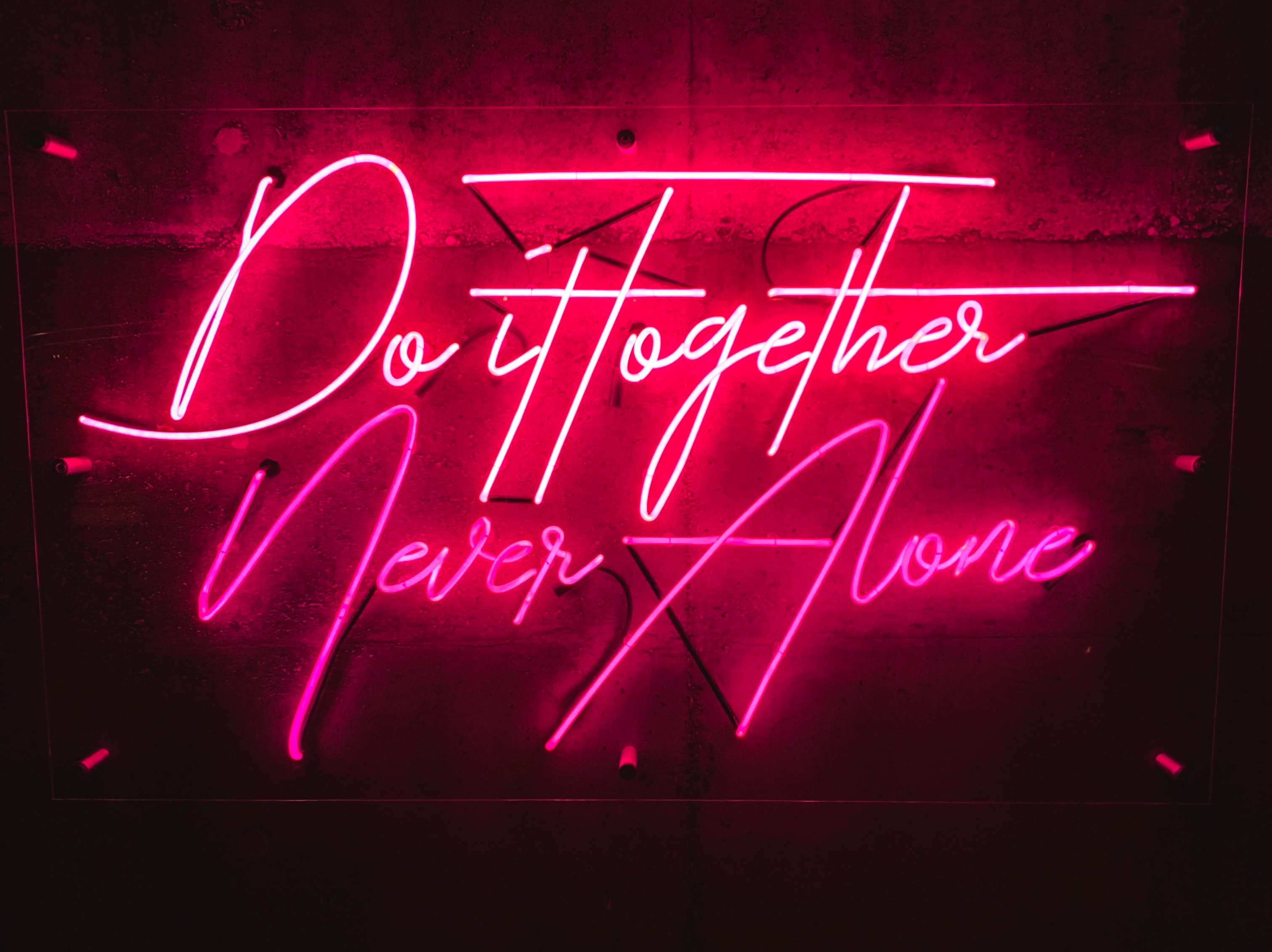 Do it together, never alone neon sign HD Wallpaper