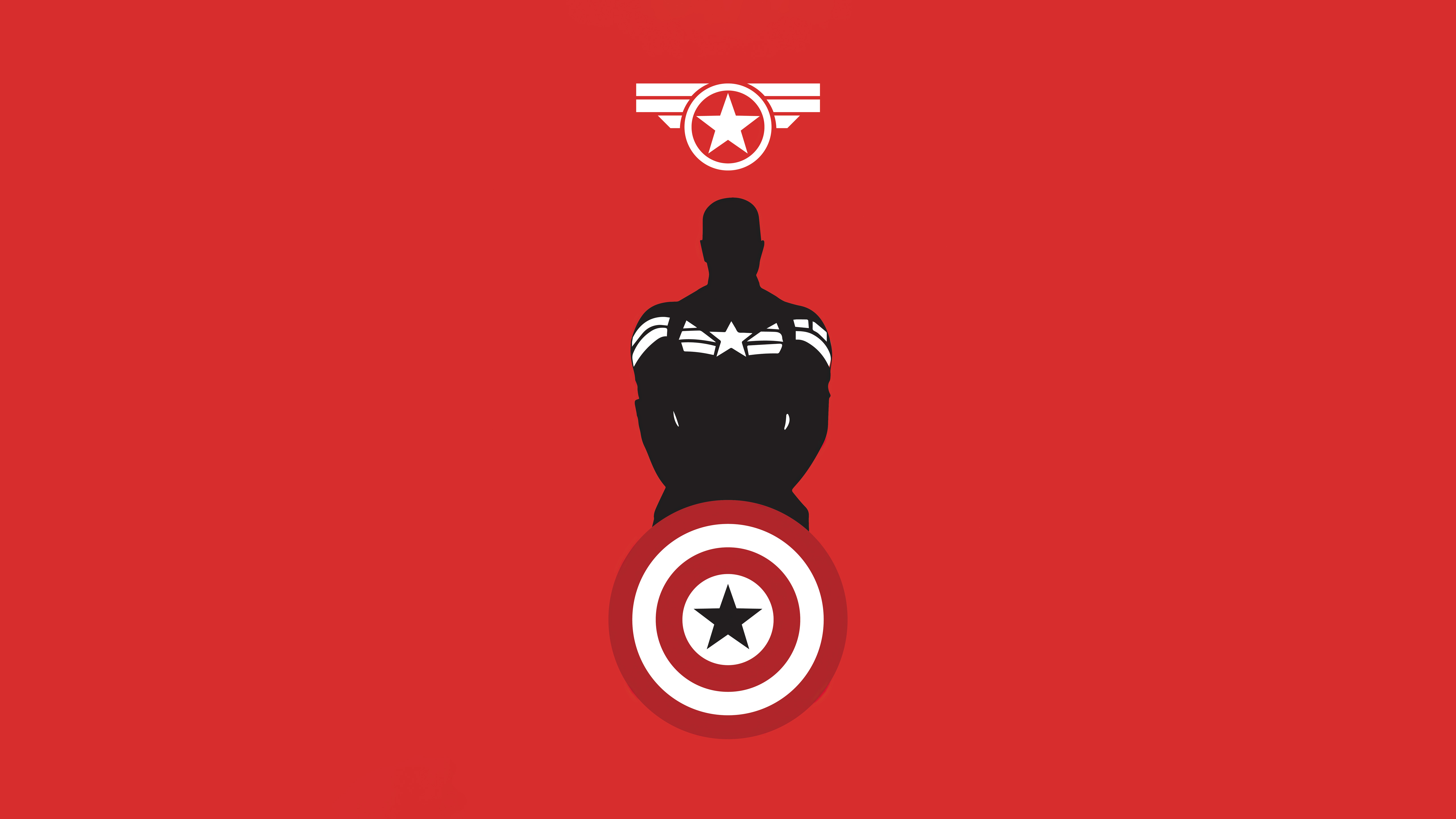 Minimalist Captain America Silhouette with Shield HD Wallpaper