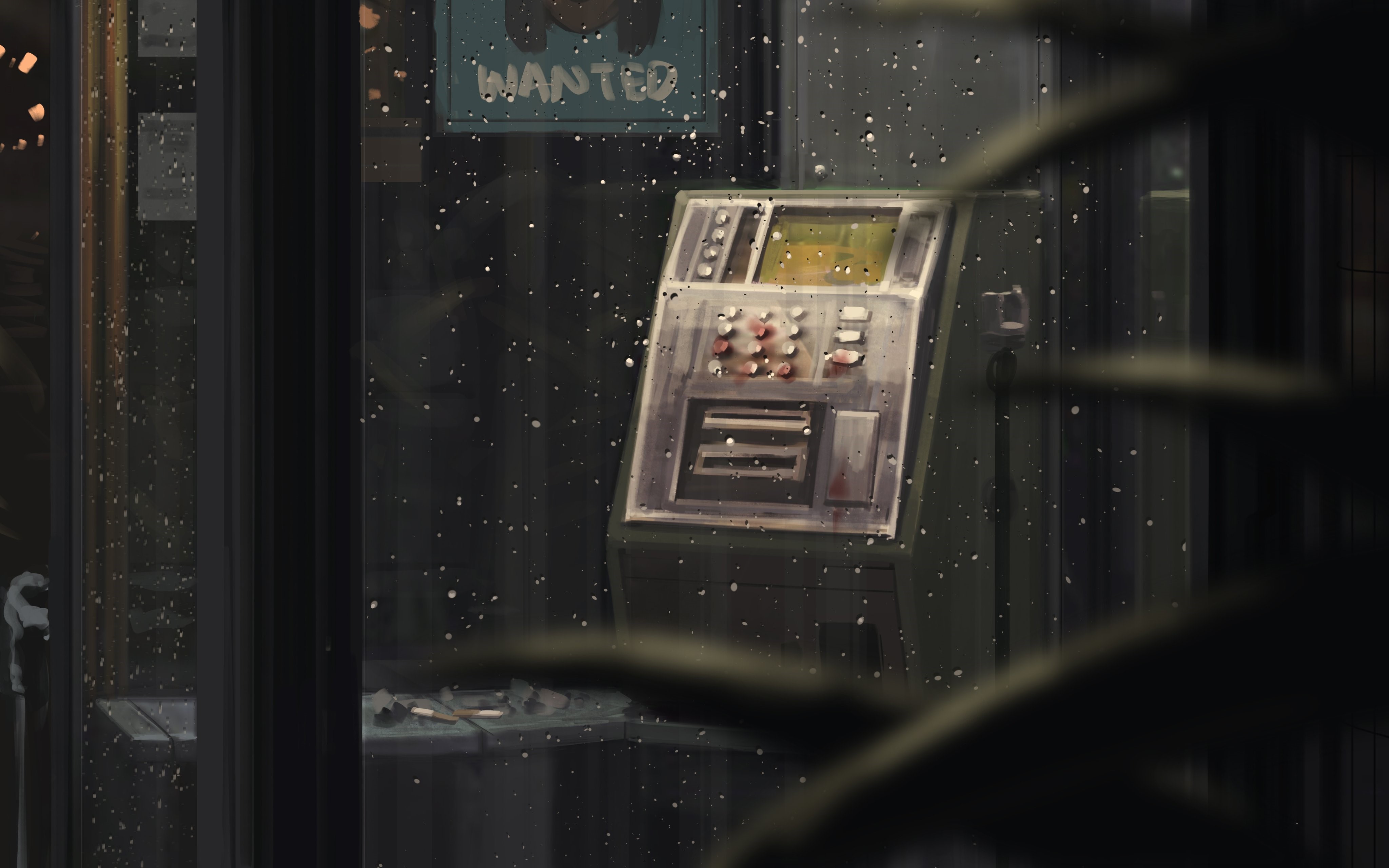 4K, GUWEIZ, artwork, telephone, phone box, digital art, drawing, Bad guys HD Wallpaper
