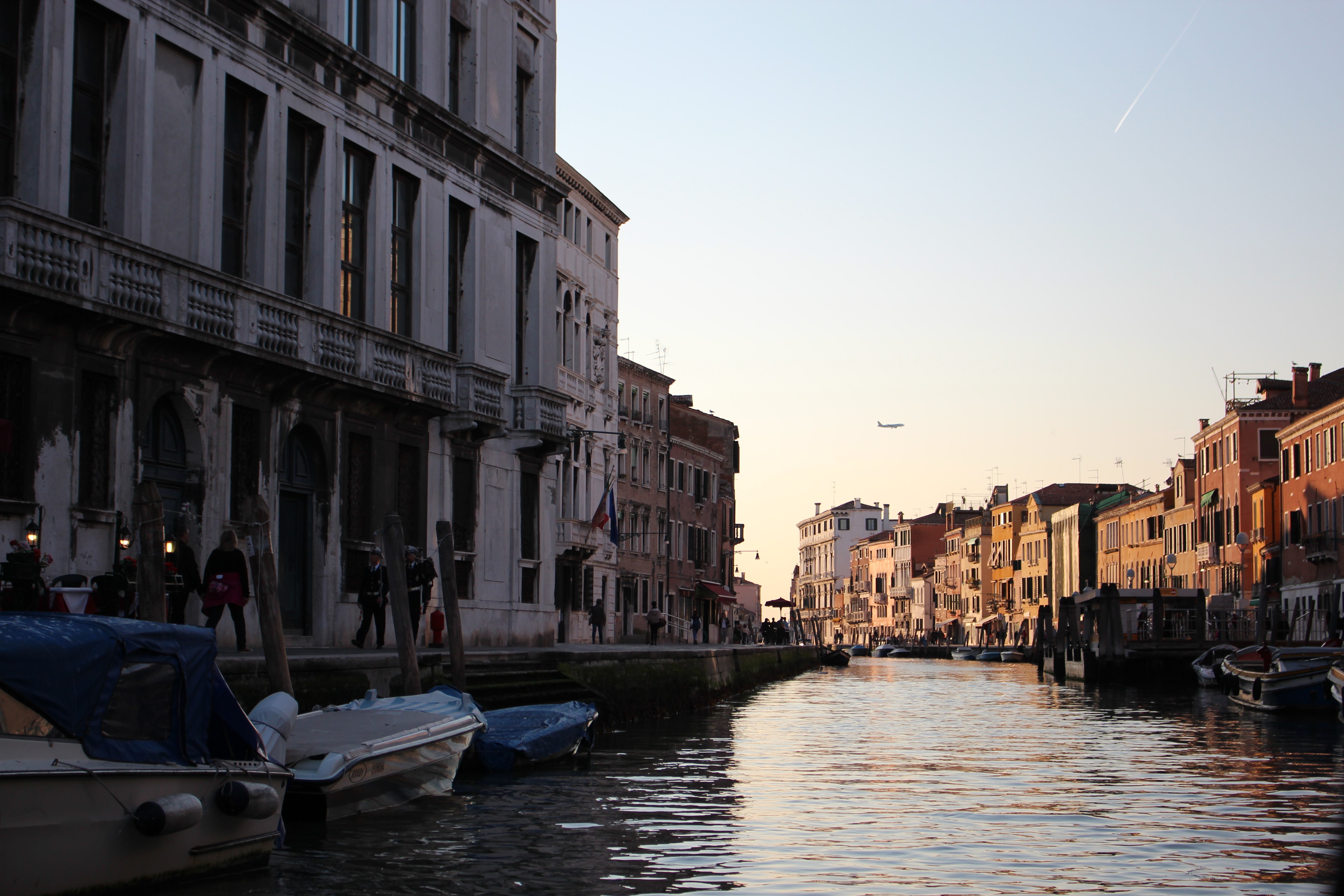 4K, river, Venice, Italy, sunset HD Wallpaper
