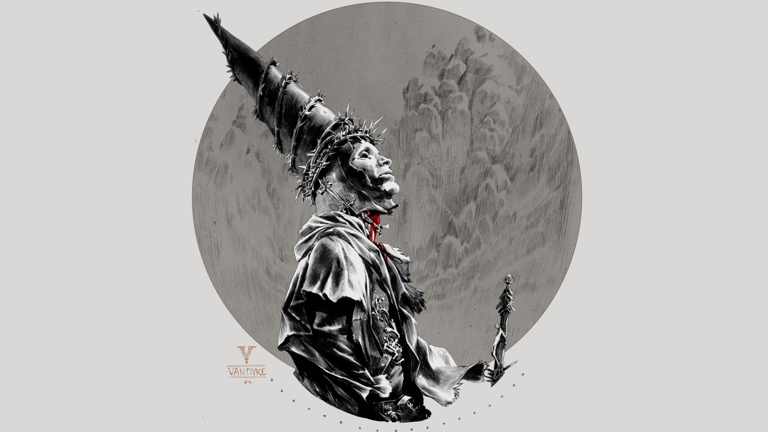 Blasphemous, blood, Spanish, video game art HD Wallpaper