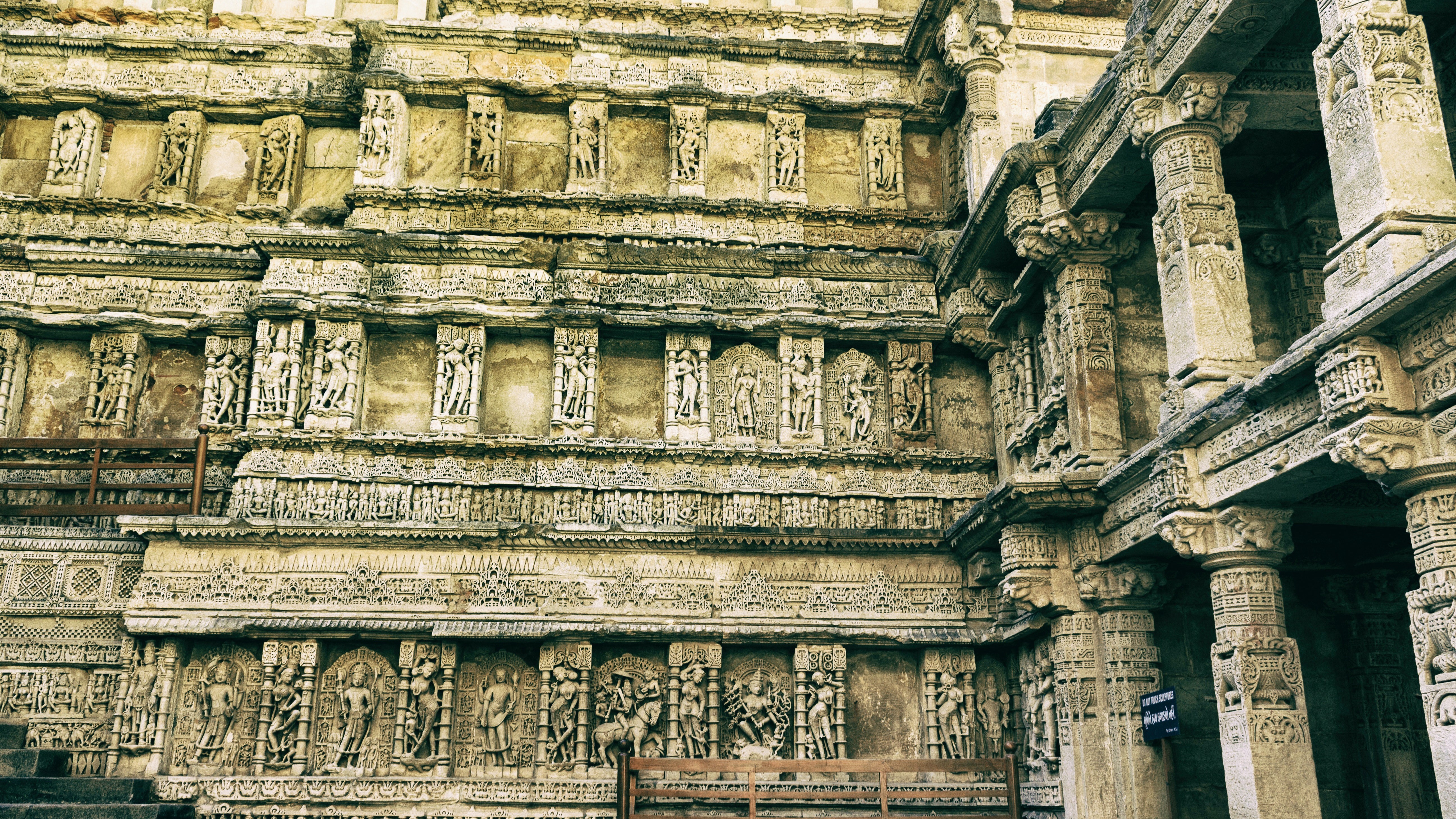4K, wall, history, building, architecture, Stepwell HD Wallpaper