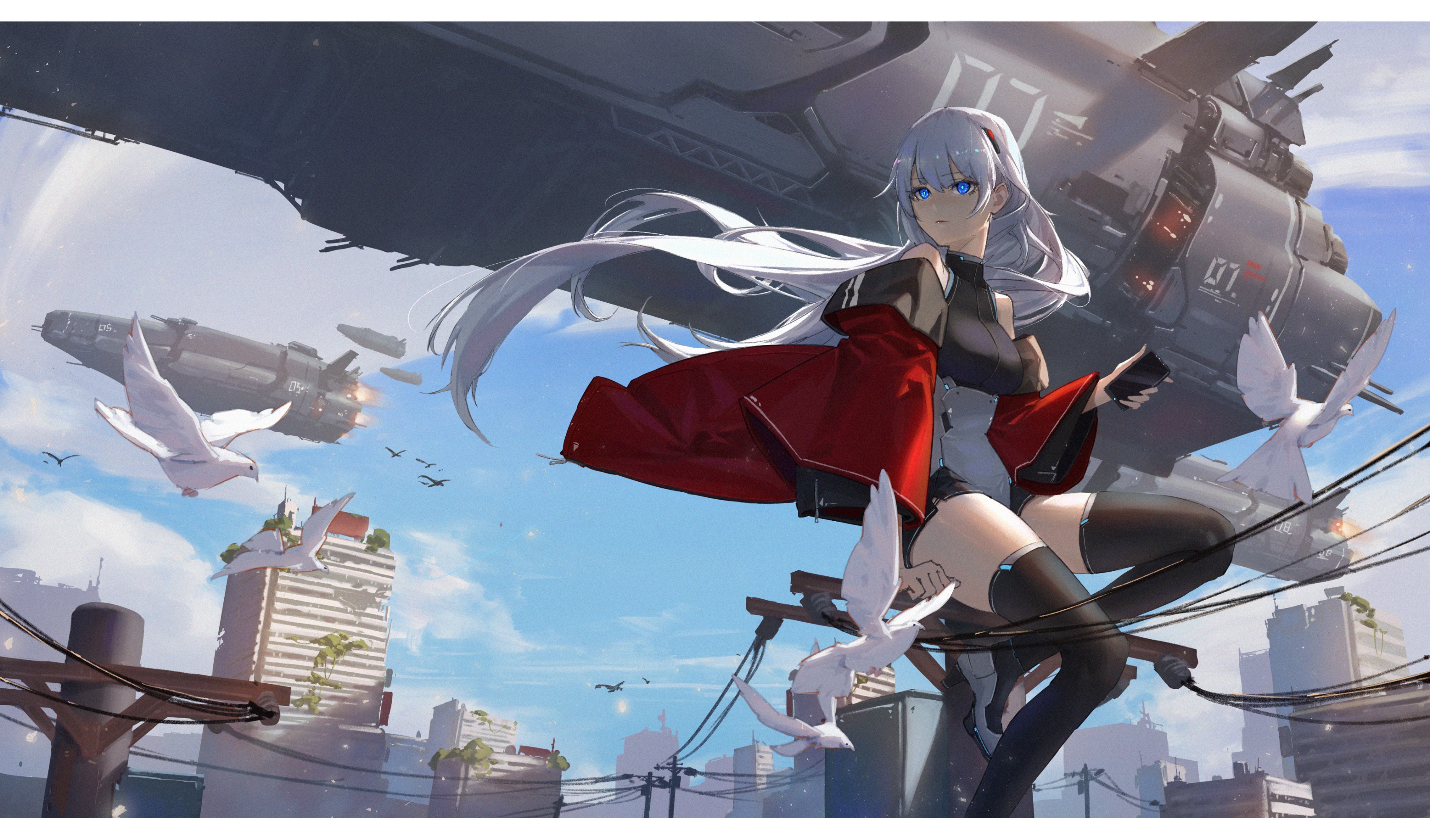 anime girls, science fiction, AreaAaron, anime HD Wallpaper