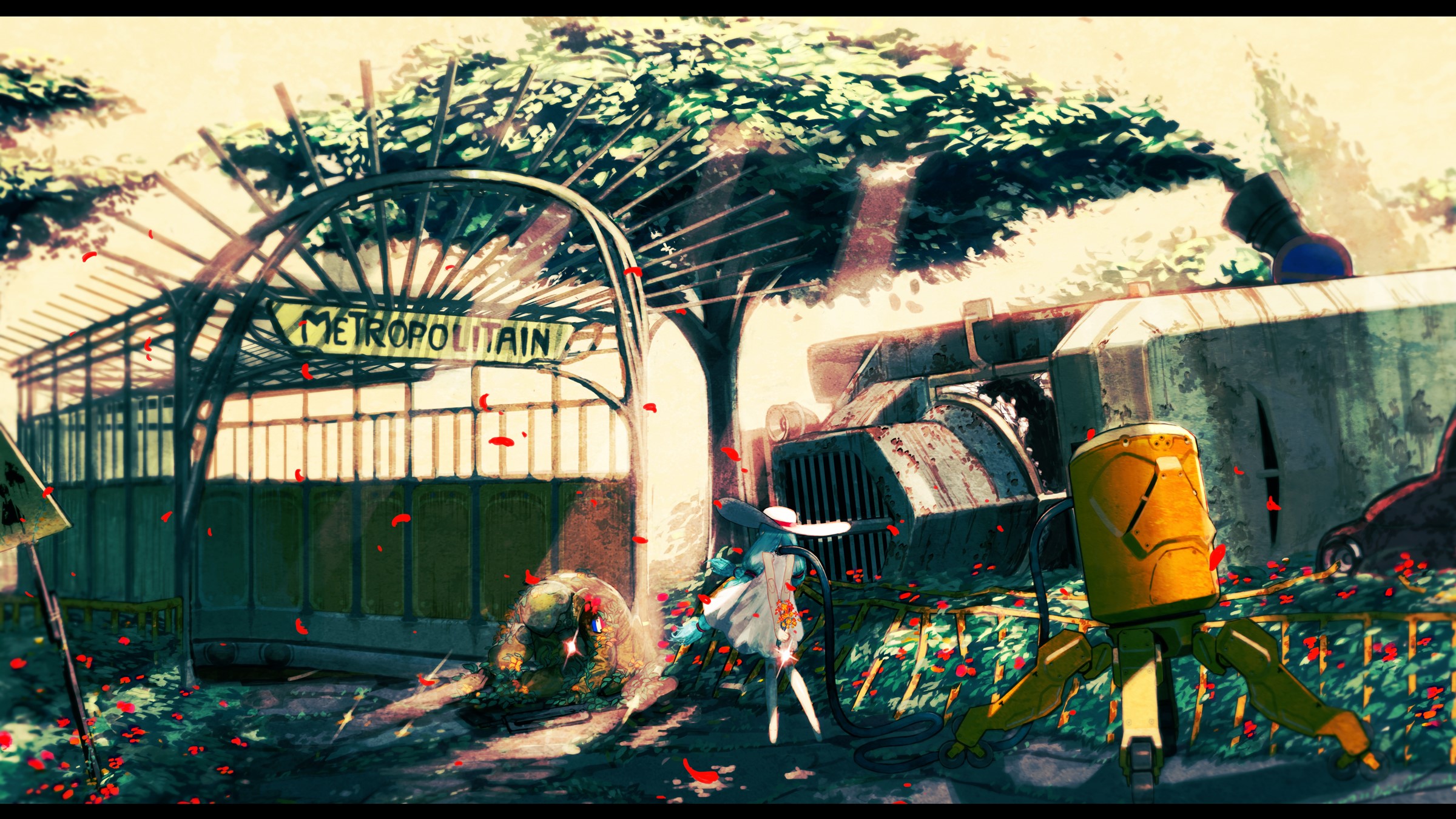 ruins, robot, artwork HD Wallpaper