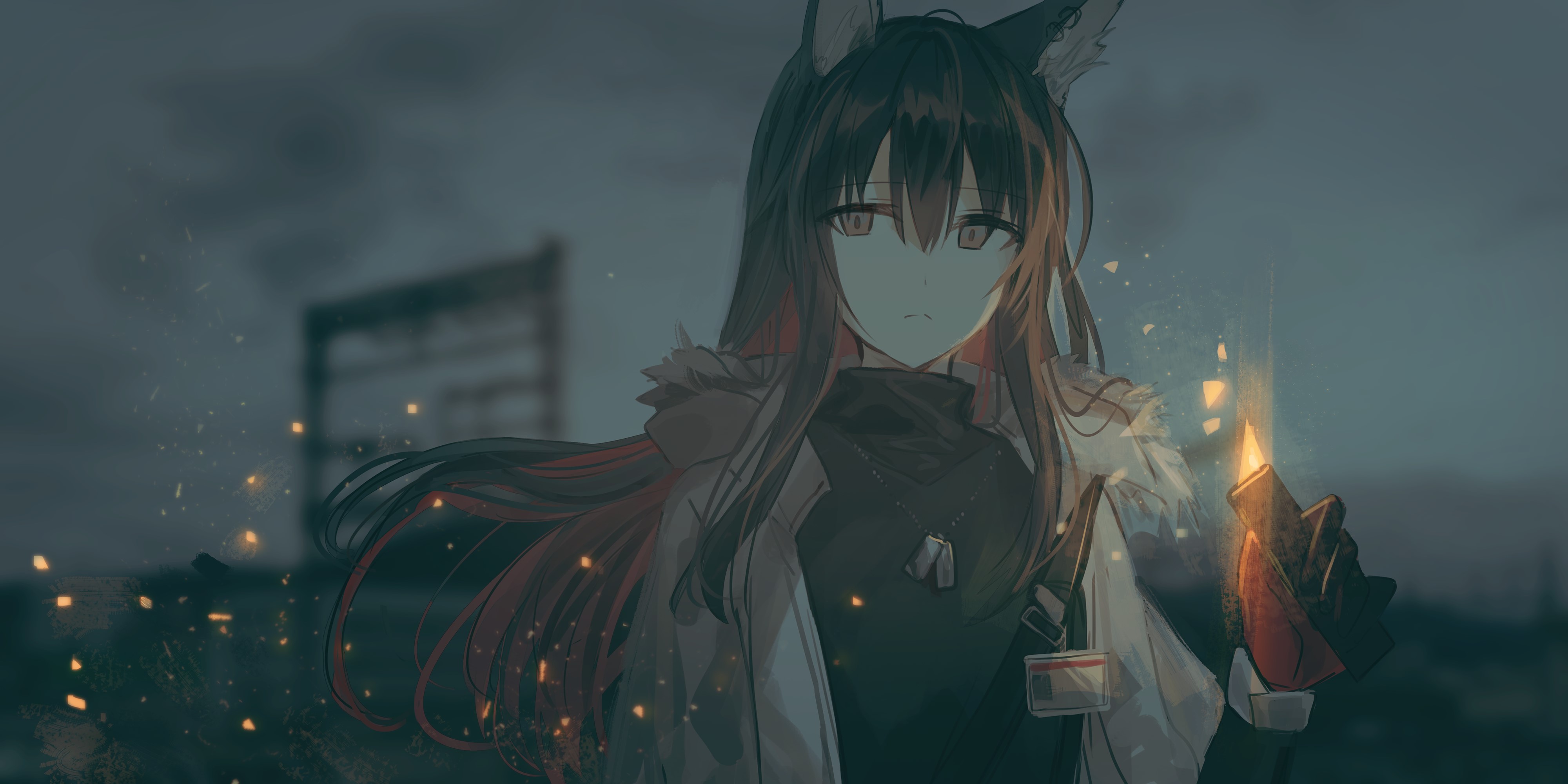 4K, anime, Chihuri 45, Arknights, animal ears, anime girls HD Wallpaper
