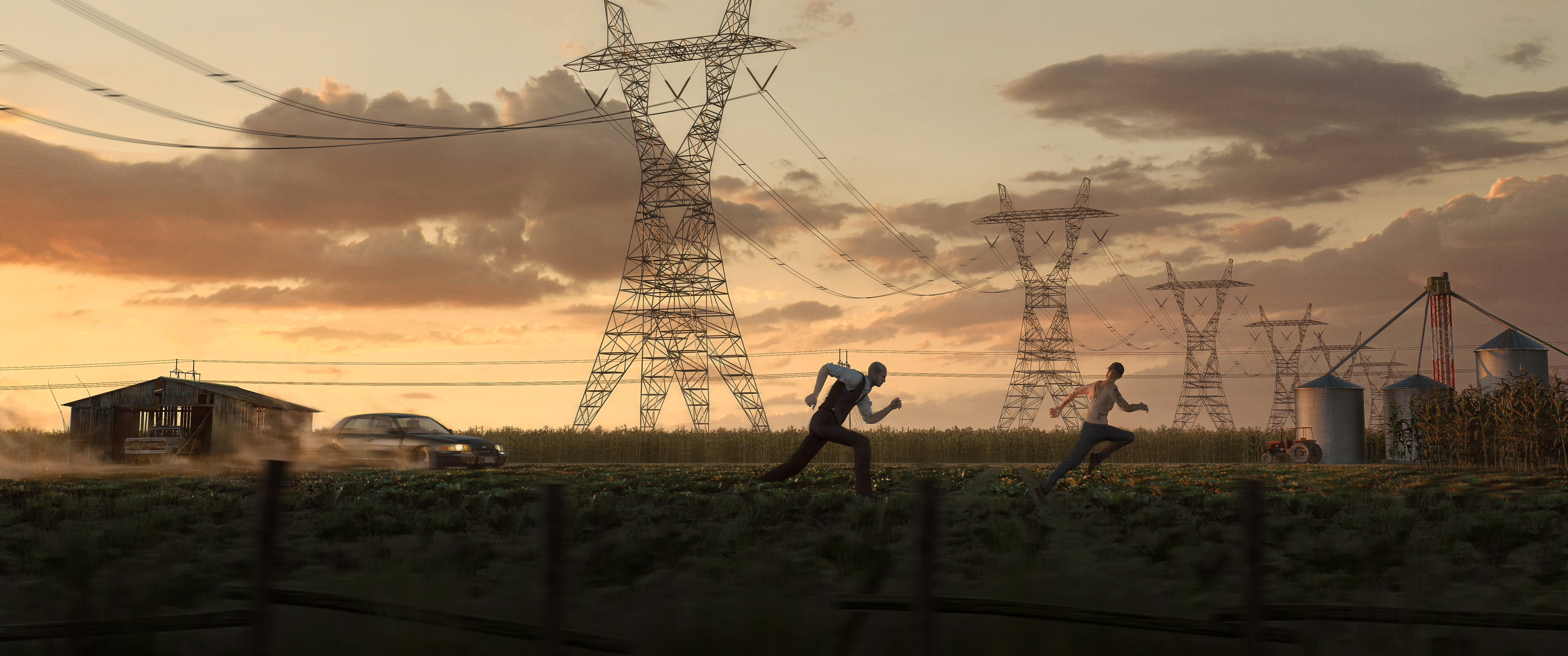 4K, chasing, running, noir HD Wallpaper