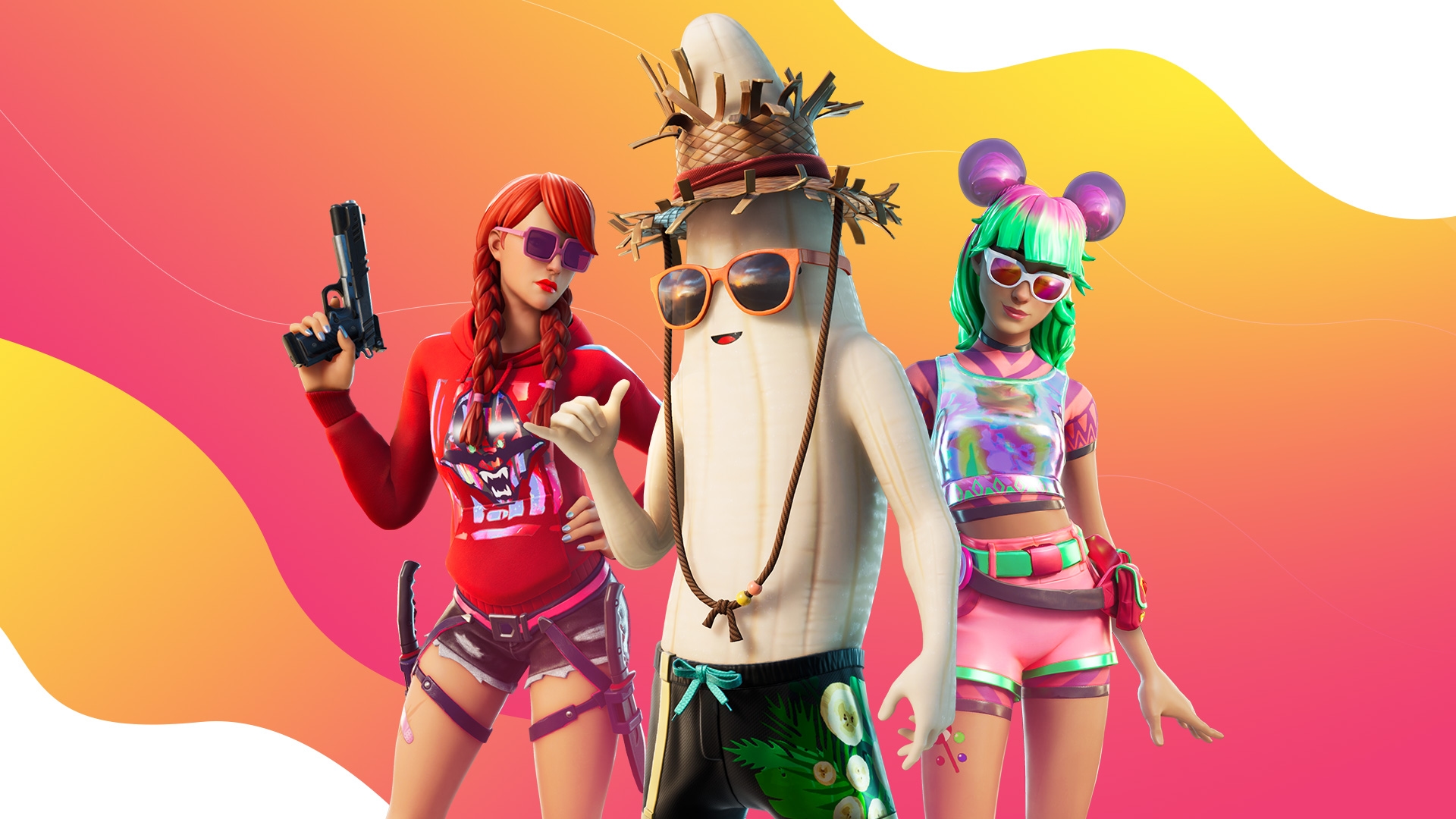 Fortnite Summer Peely and Friends HD Wallpaper