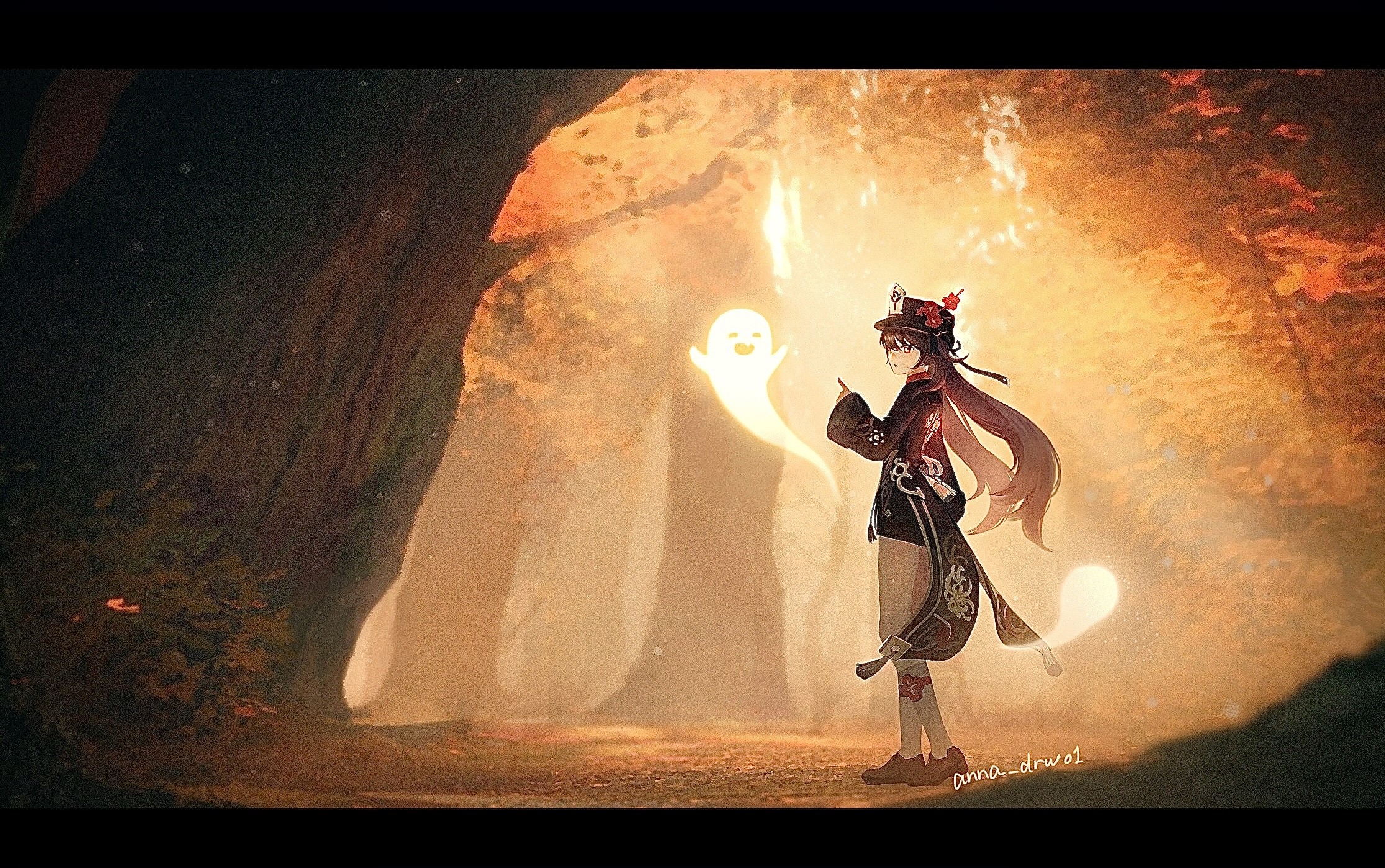 Genshin Impact, anna_drw01, anime girls, Hu Tao (Genshin Impact) HD Wallpaper