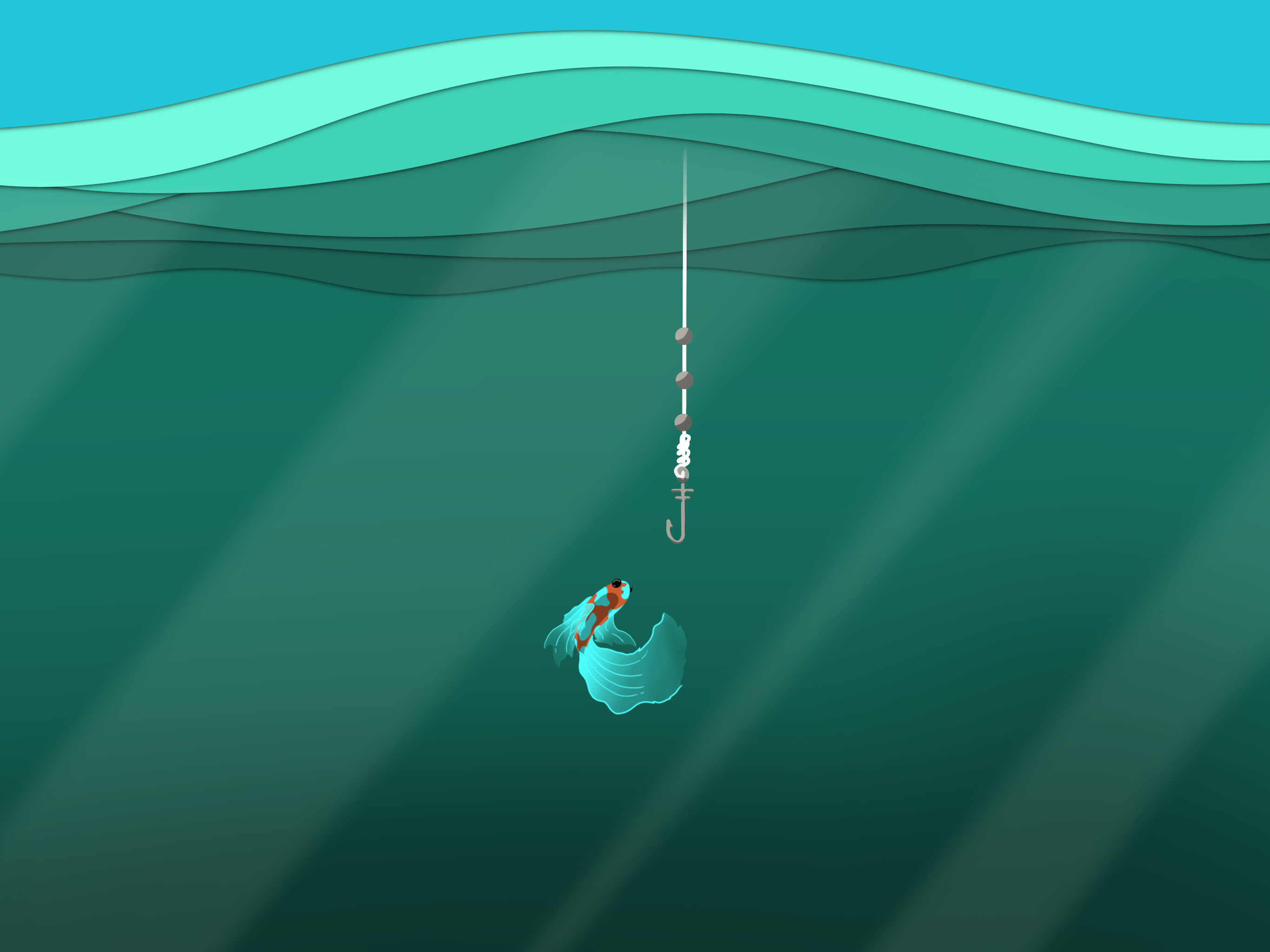 water, nature, fishing, fish, drawing HD Wallpaper