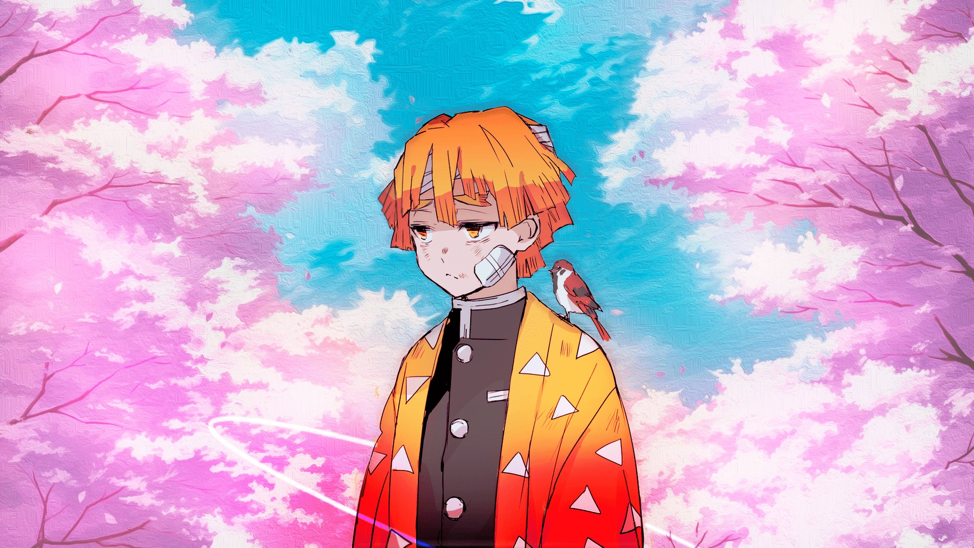 anime boys, Zenitsu Agatsuma, Kimetsu no Yaiba, anime HD Wallpaper