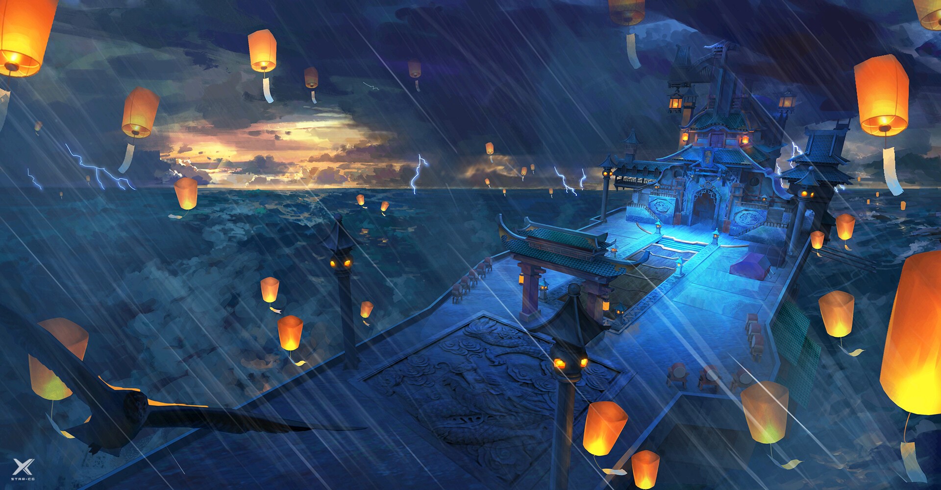Asian architecture, artwork, fantasy art, architecture HD Wallpaper