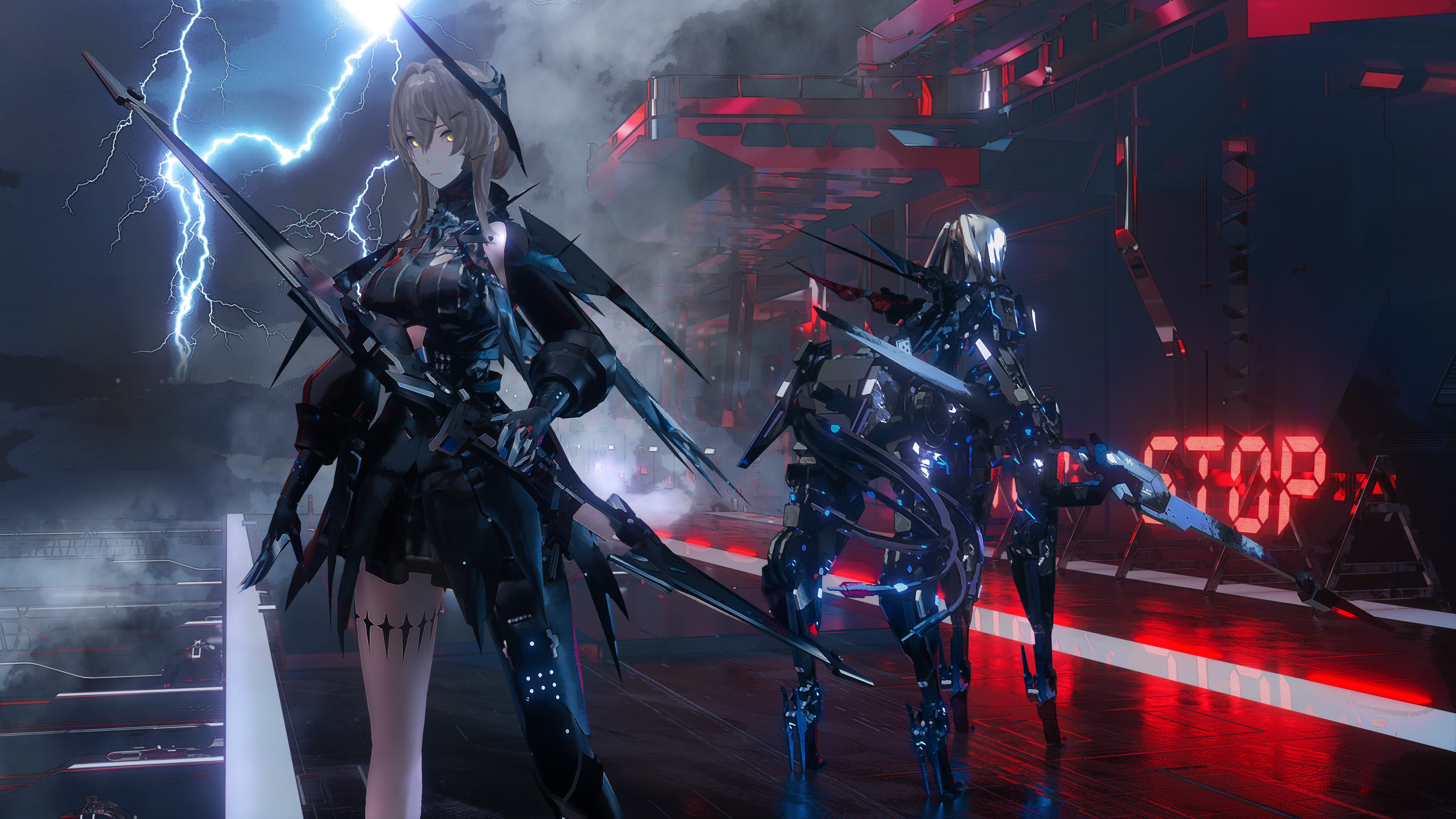4K, anime girls, science fiction, cyborg, Punishing: Gray Raven, Seymour, anime HD Wallpaper