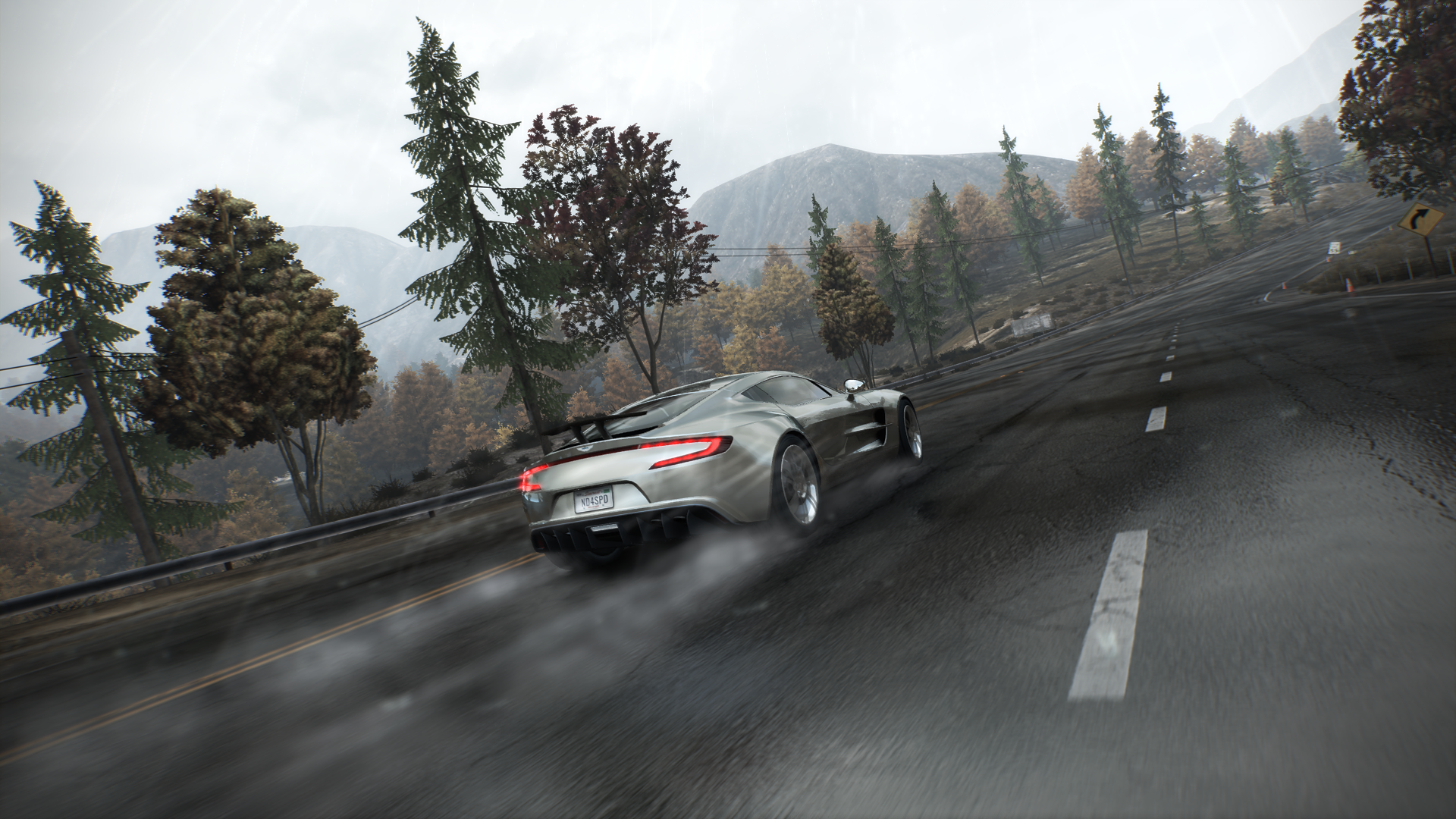 Aston Martin, Aston Martin One 77, Need for Speed: Hot Pursuit, silver cars, screen shot, video games HD Wallpaper