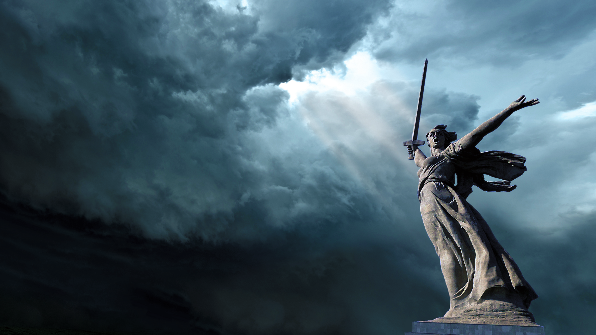 statue, World War II, storm, Stalingrad, sword HD Wallpaper