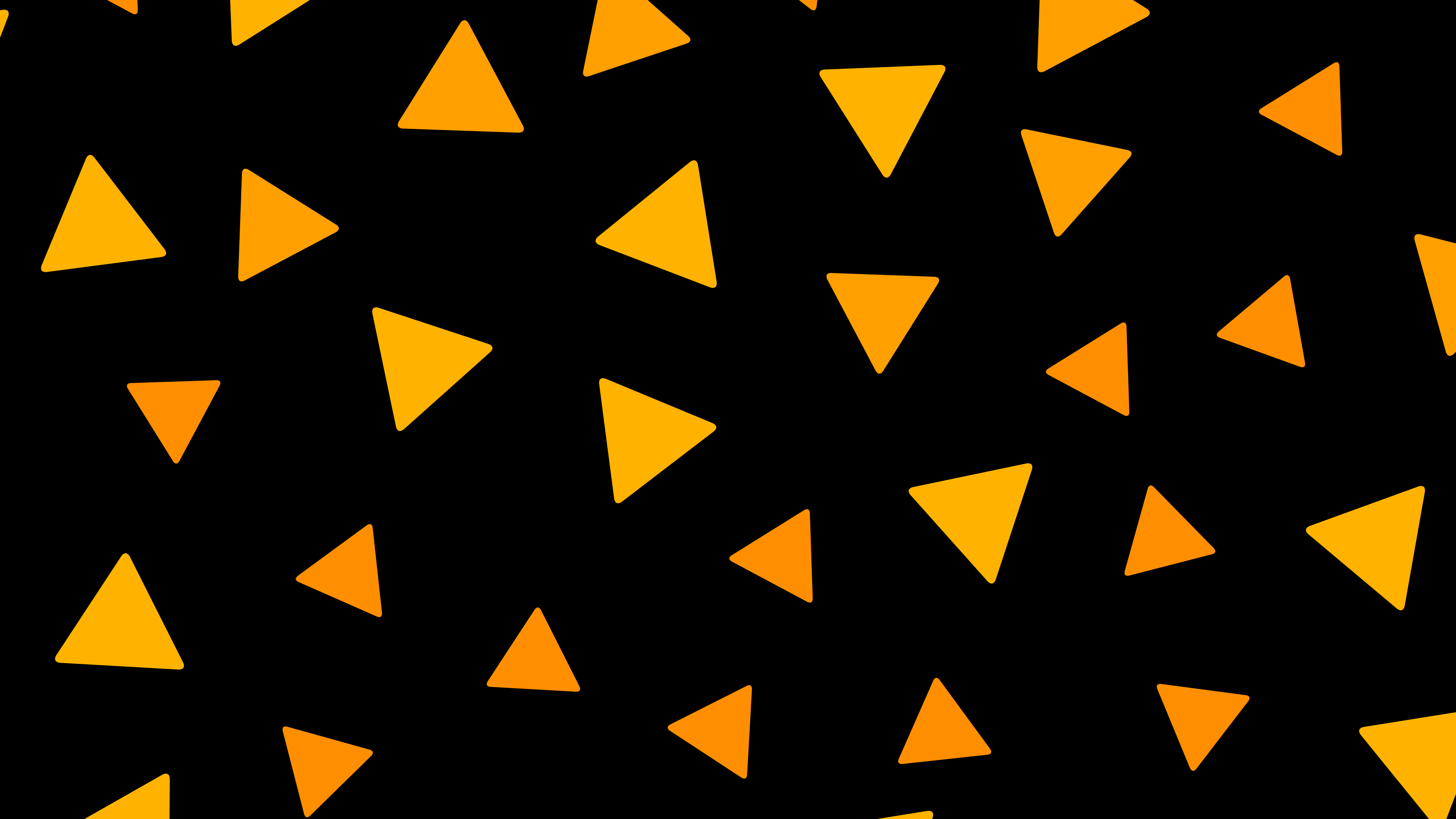 Orange Triangles on Black Background HD Wallpaper