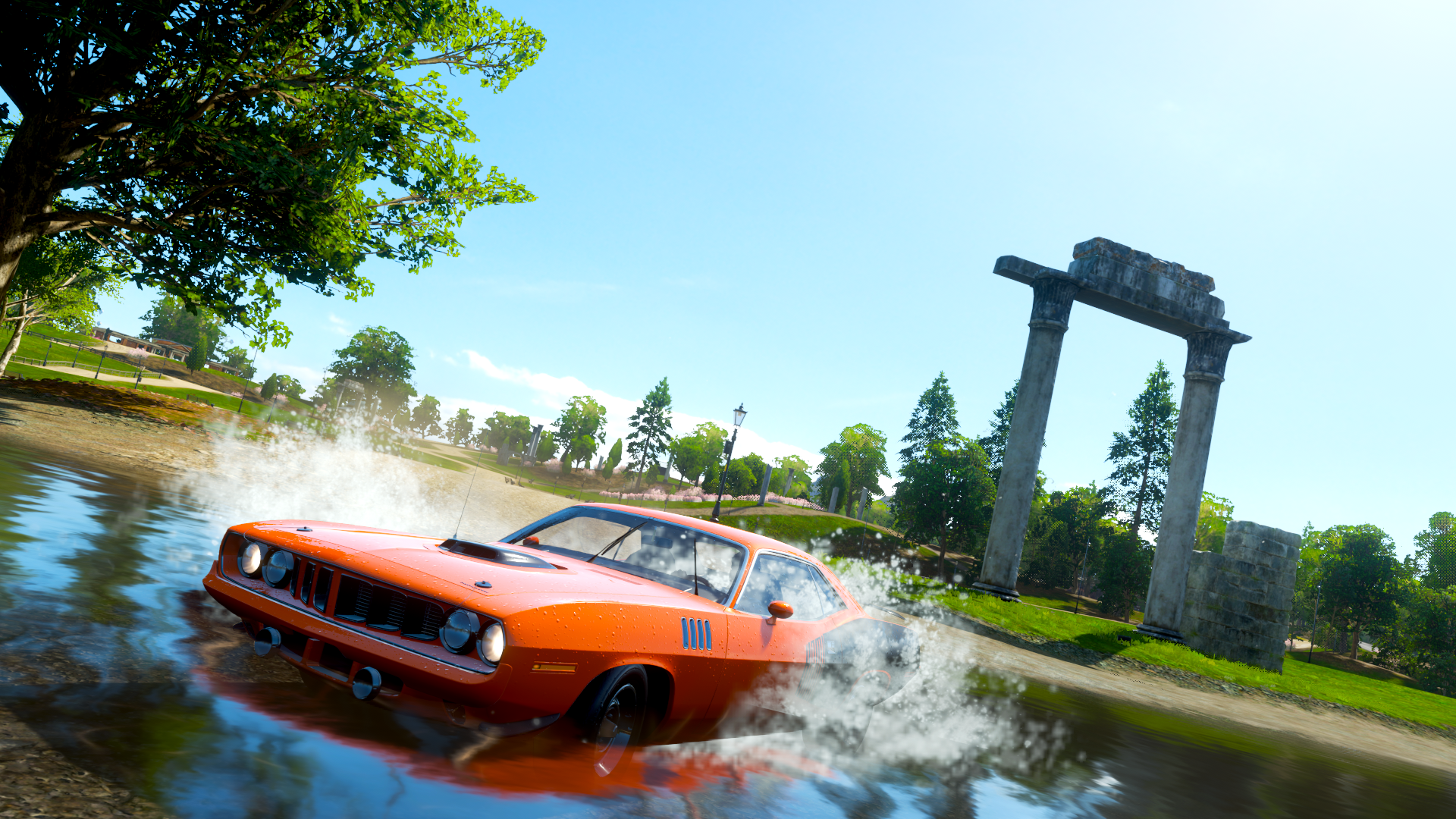 Forza Horizon 4, Plymouth, car, vehicle, 1971 Plymouth Cuda, video games, orange cars HD Wallpaper