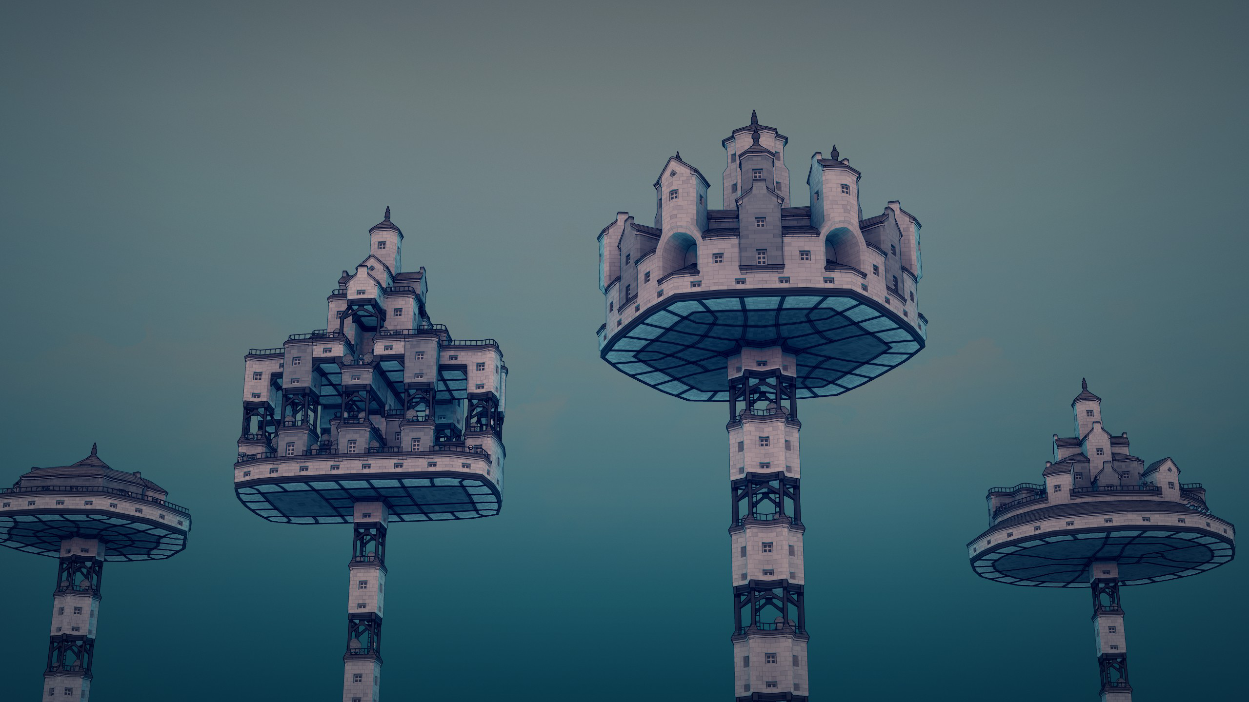 Townscaper, minimalism, digital art, skyline, video games, architecture, city, video game art, town HD Wallpaper