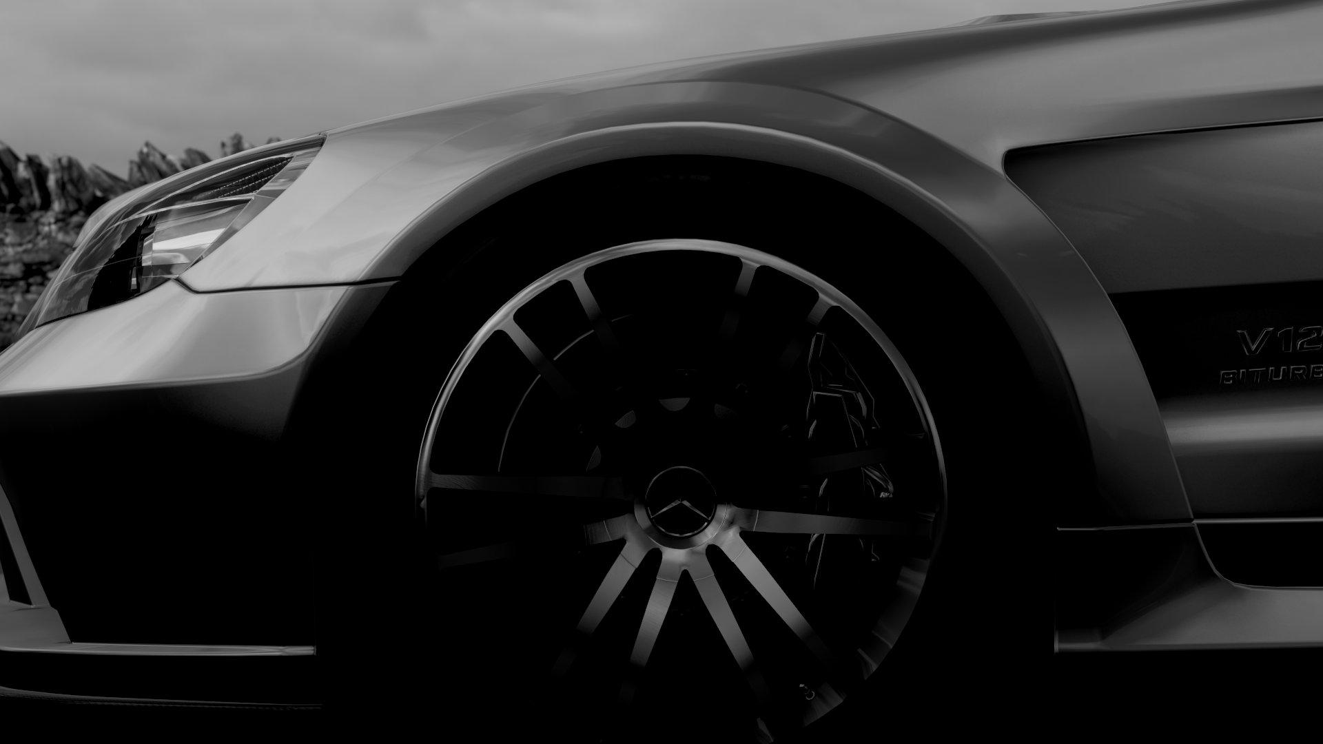 Forza Horizon 4, vehicle, video games, monochrome, Mercedes SL 65 AMG, car HD Wallpaper