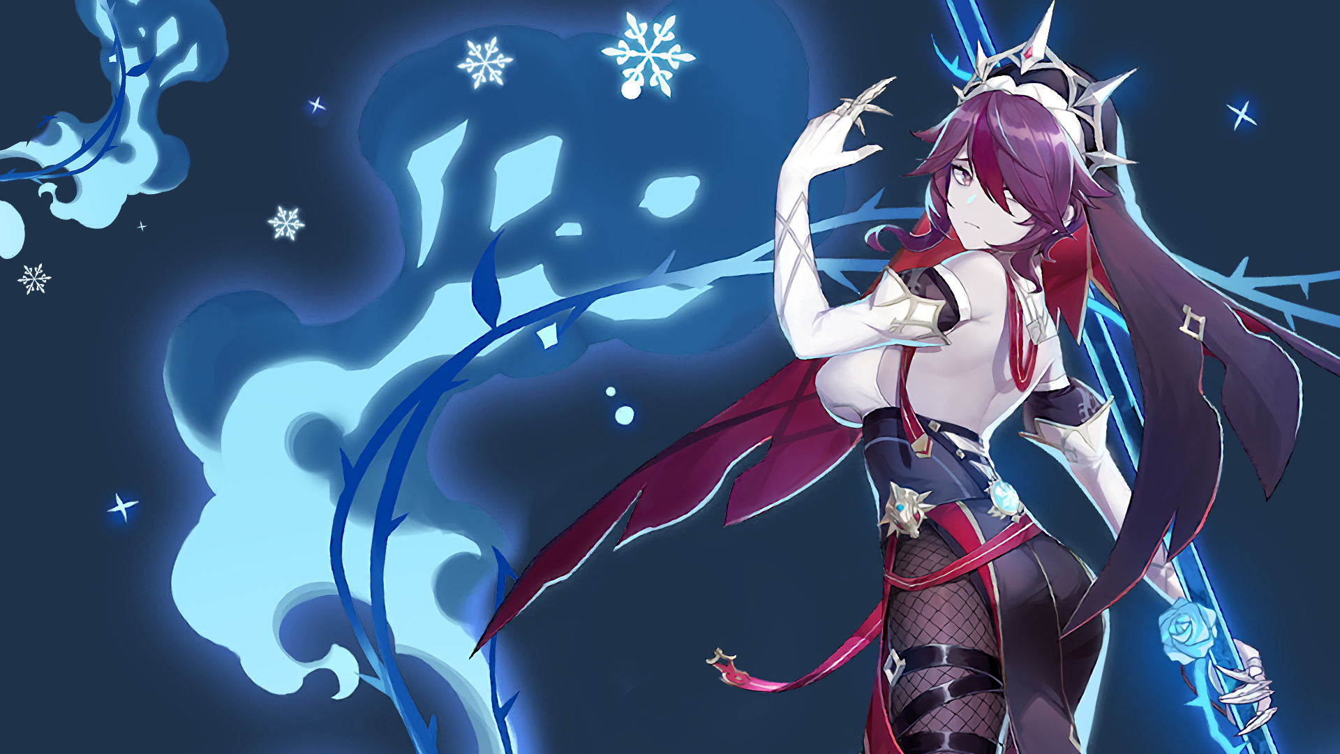 anime girls, anime, looking at viewer, Genshin Impact, standing, long hair, Rosaria (Genshin Impact), women HD Wallpaper