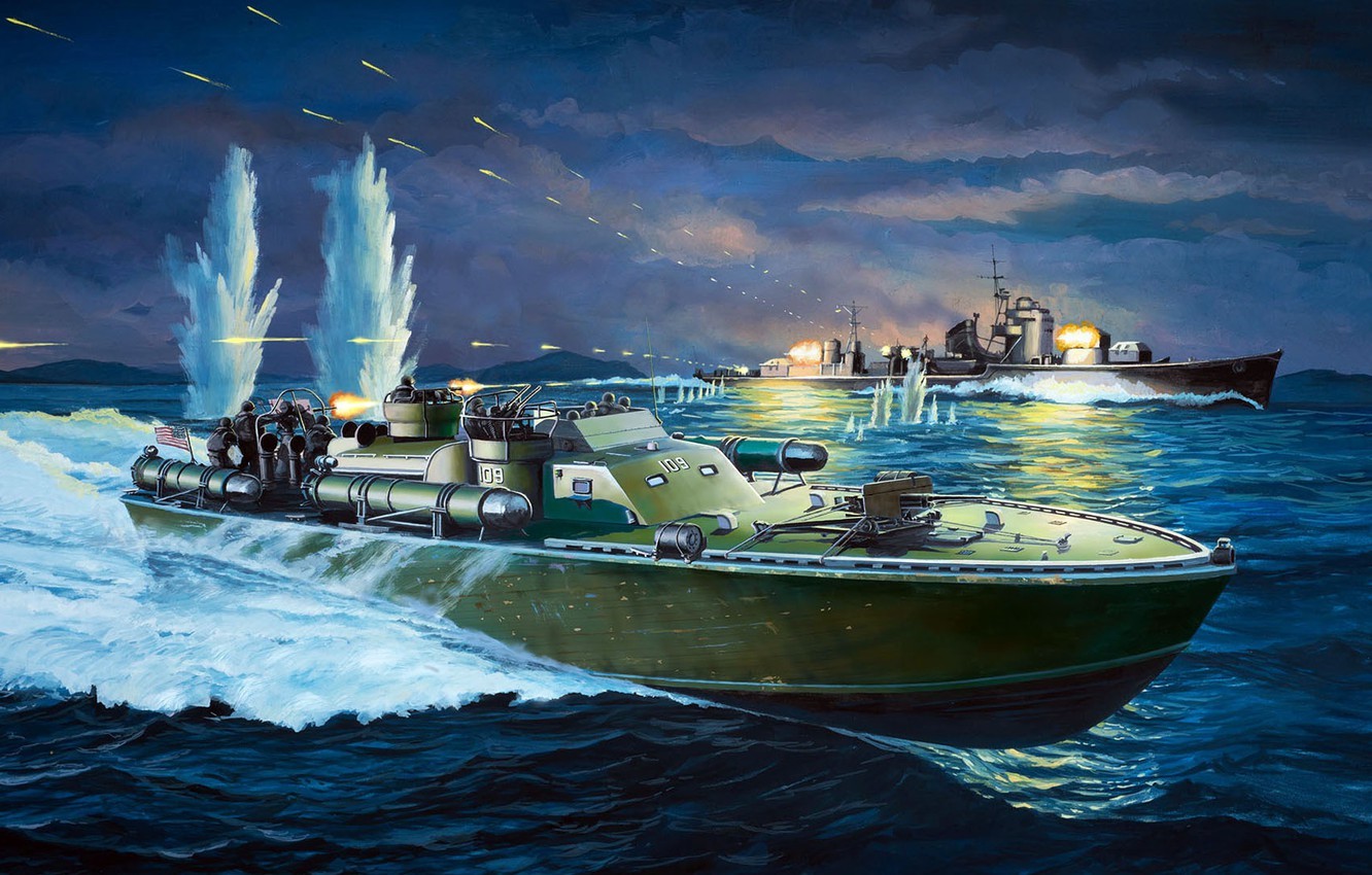 vehicle, war, battle, military vehicle, military, boat, World War II, artwork, ship HD Wallpaper