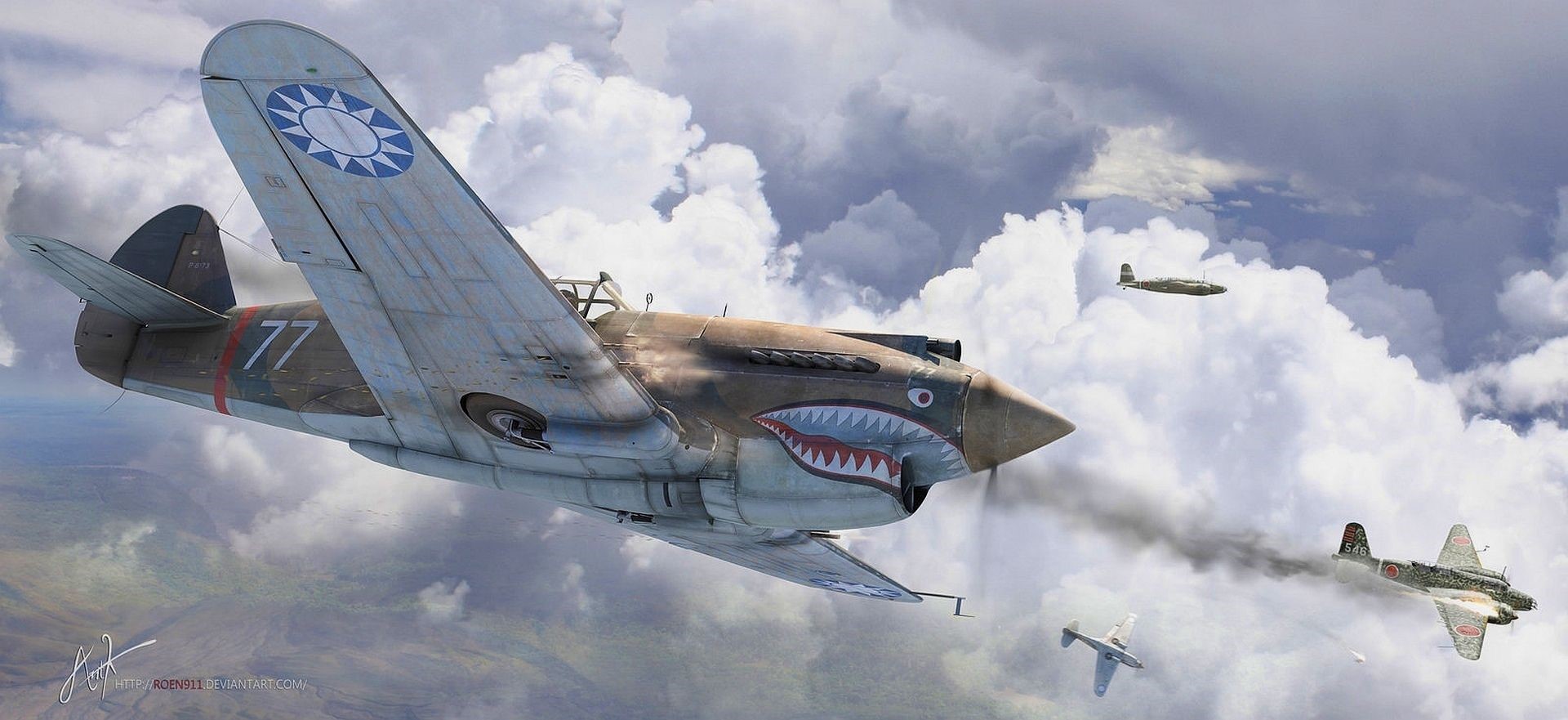 thumbnail image 2 of Curtiss P-40B/C Warhawk White 7, 13-victory Ace Robert Neale Flying Tigers 1942 2 of 13