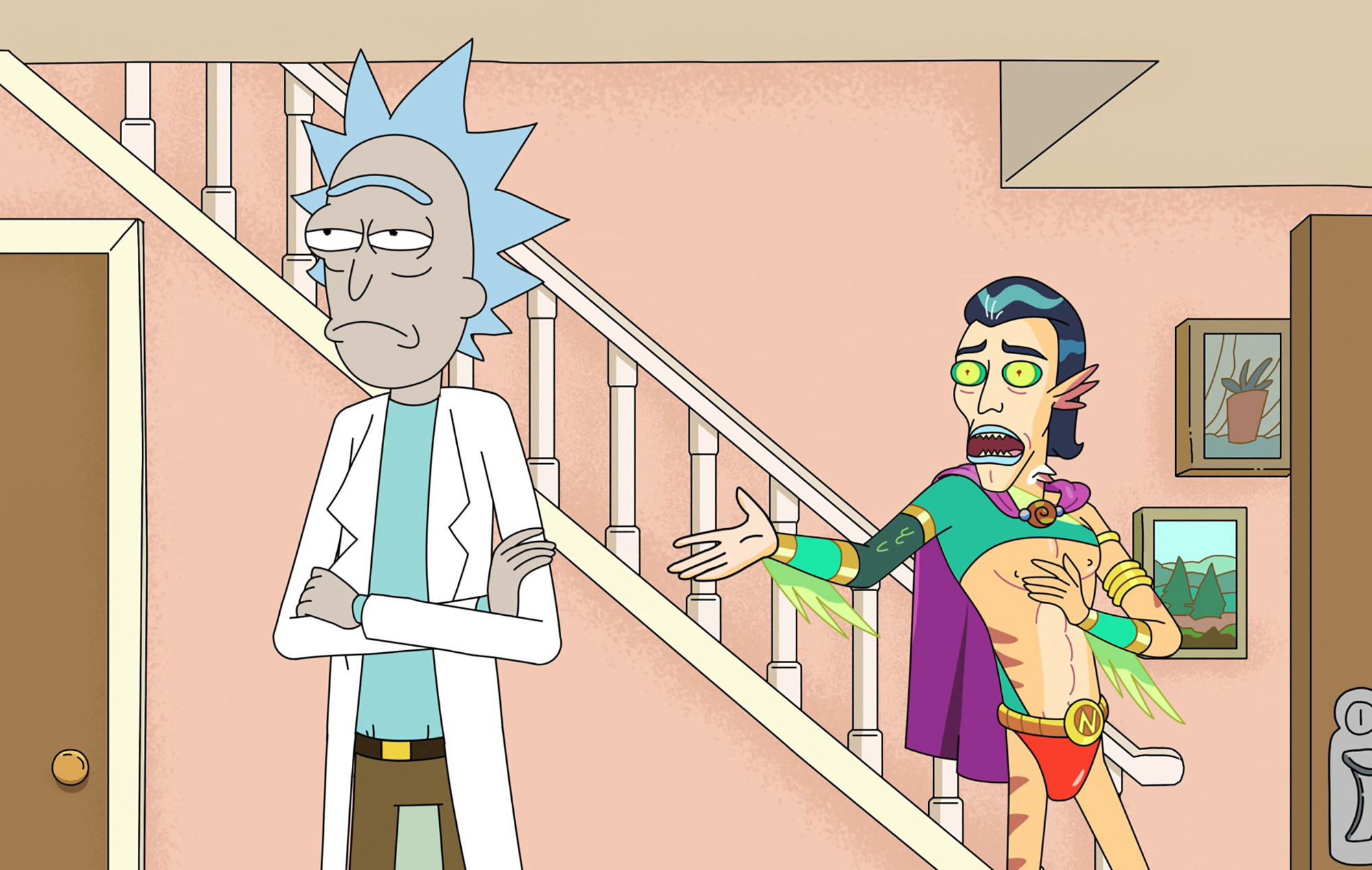Rick Sanchez and alien character HD Wallpaper
