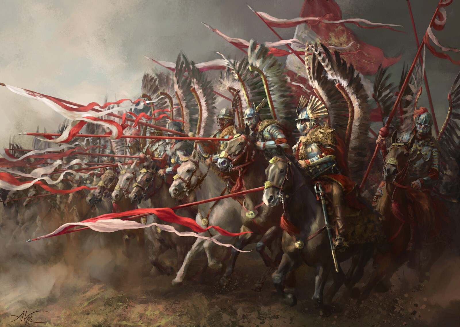Polish hussar, artwork, Winged Hussars HD Wallpaper
