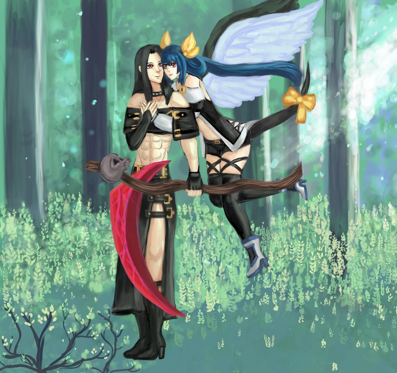 Guilty Gear, Testament (guilty gear), anime girls, Dizzy (Guilty Gear), forest HD Wallpaper
