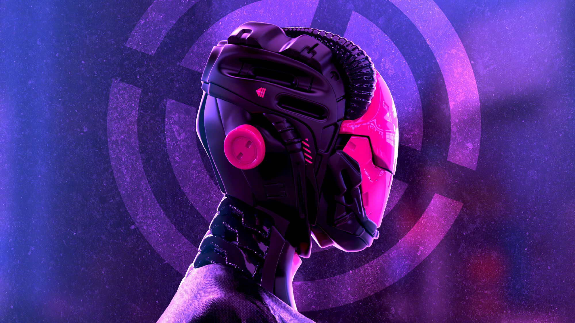 cyberpunk, helmet, pink HD Wallpaper