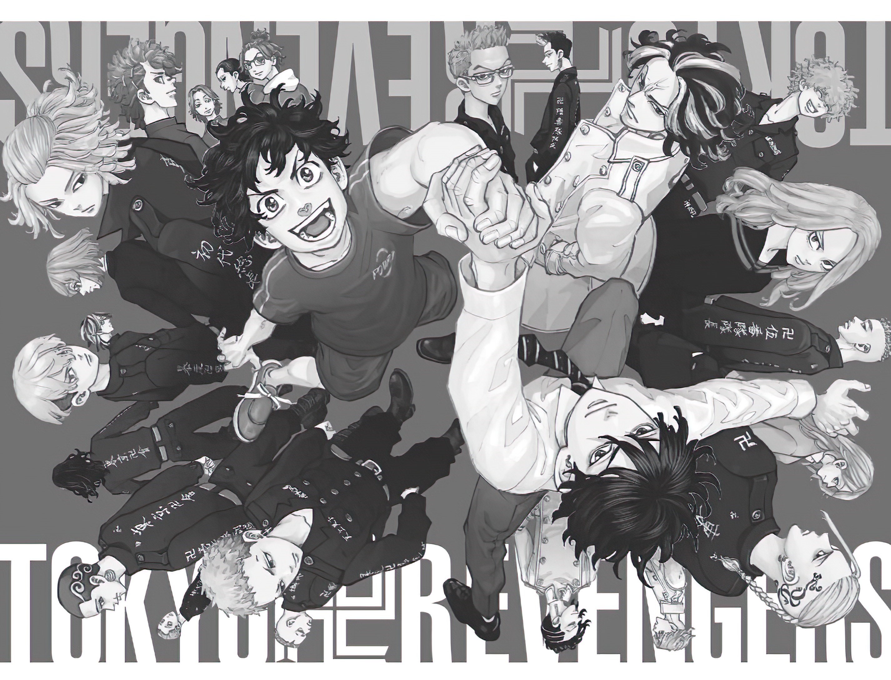 Tokyo Revengers, tokyo revenger, manga, anime, monochrome HD Wallpaper