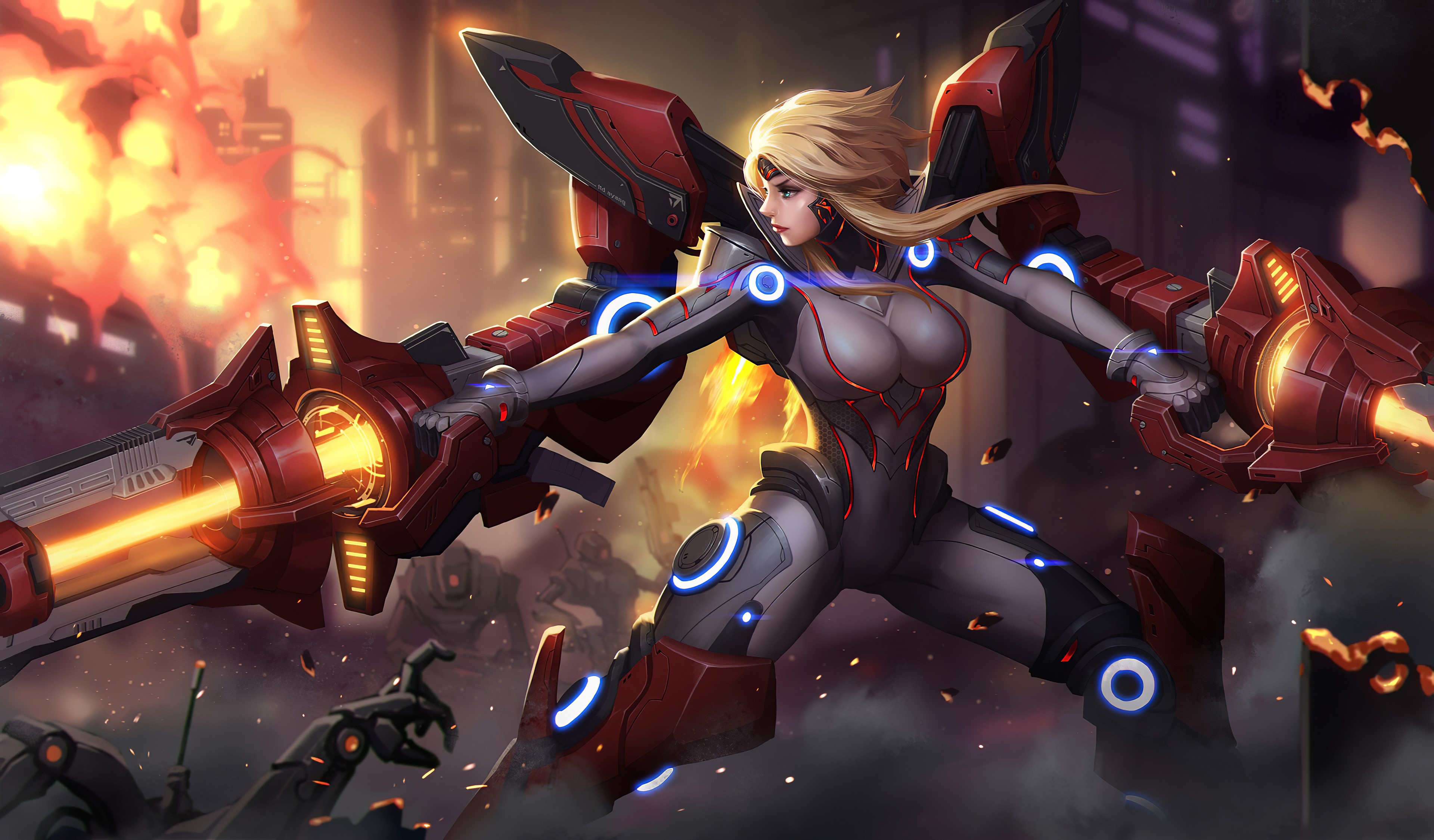 4K, League of Legends, PC gaming, video game art, blonde, video game girls HD Wallpaper