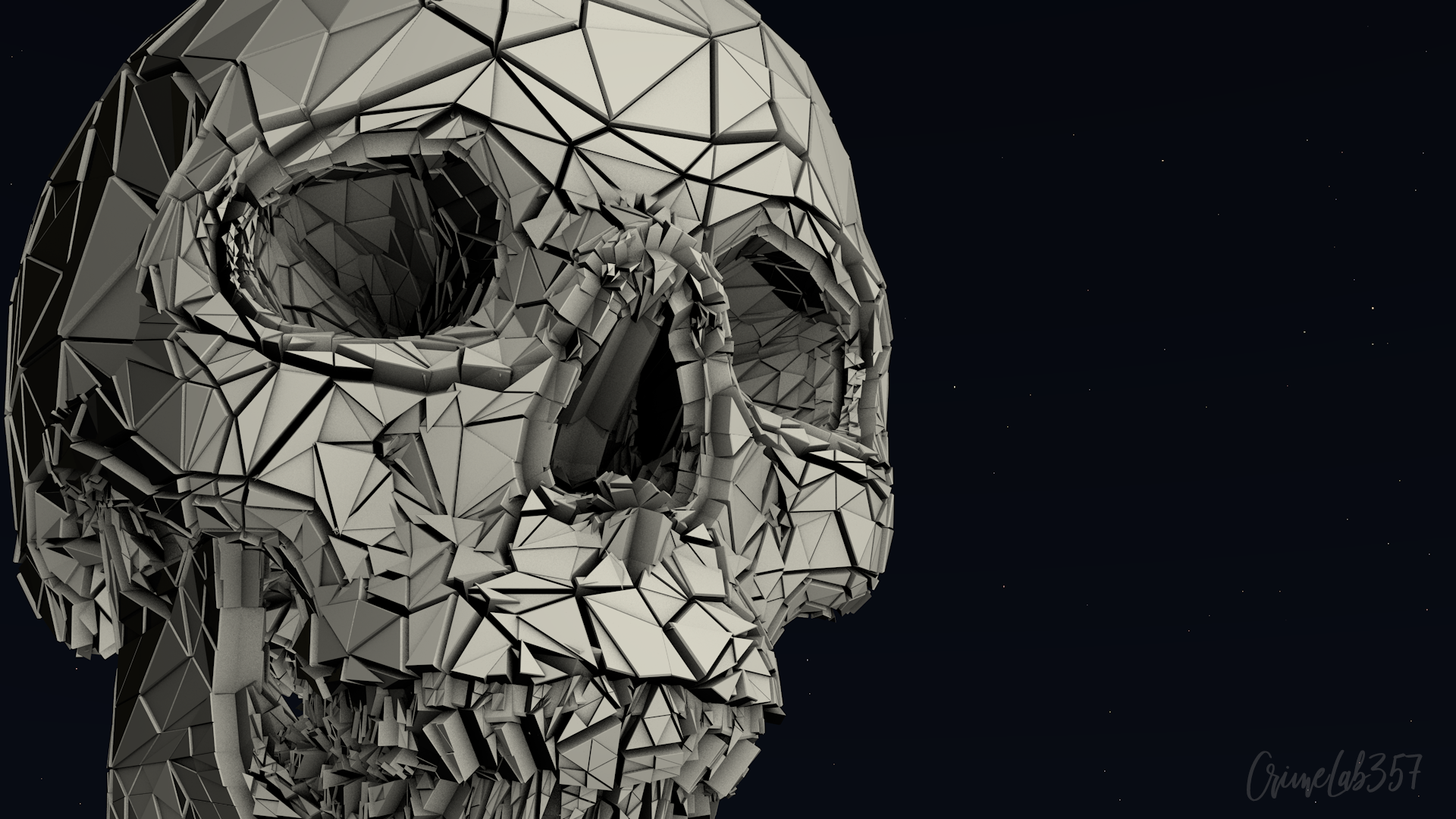 3D fractal, watermarked, 3D Abstract, skull HD Wallpaper