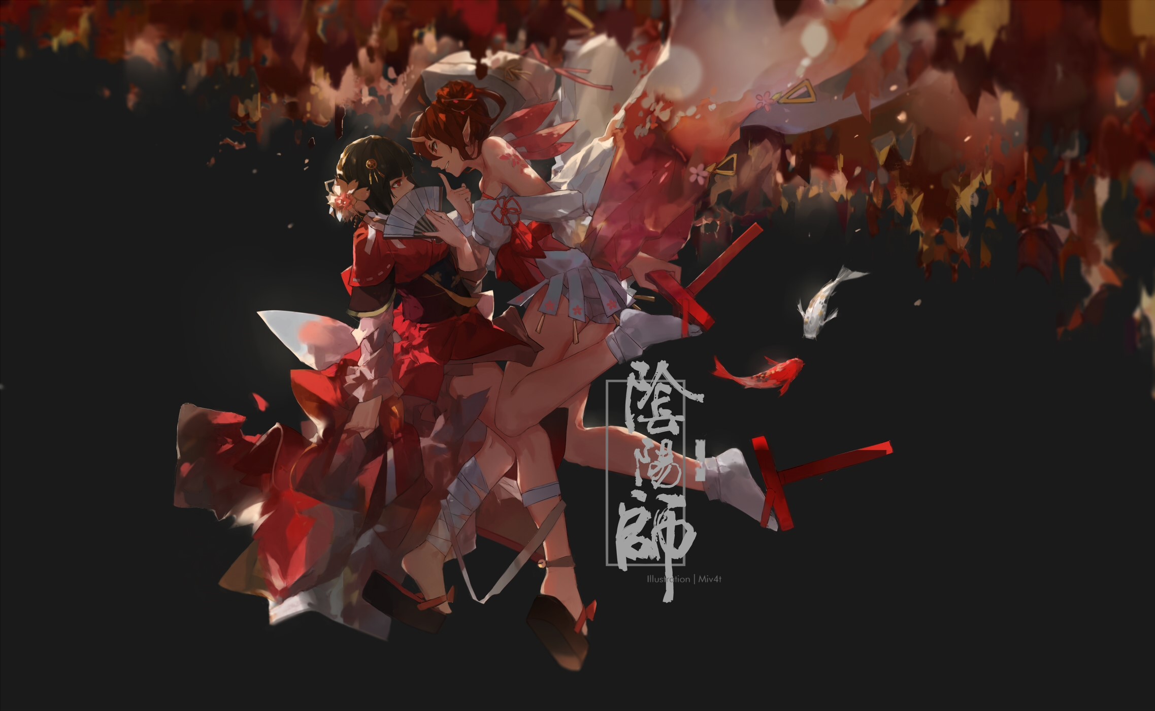 anime, Onmyouji, anime girls, Japanese clothes, Miv4t HD Wallpaper