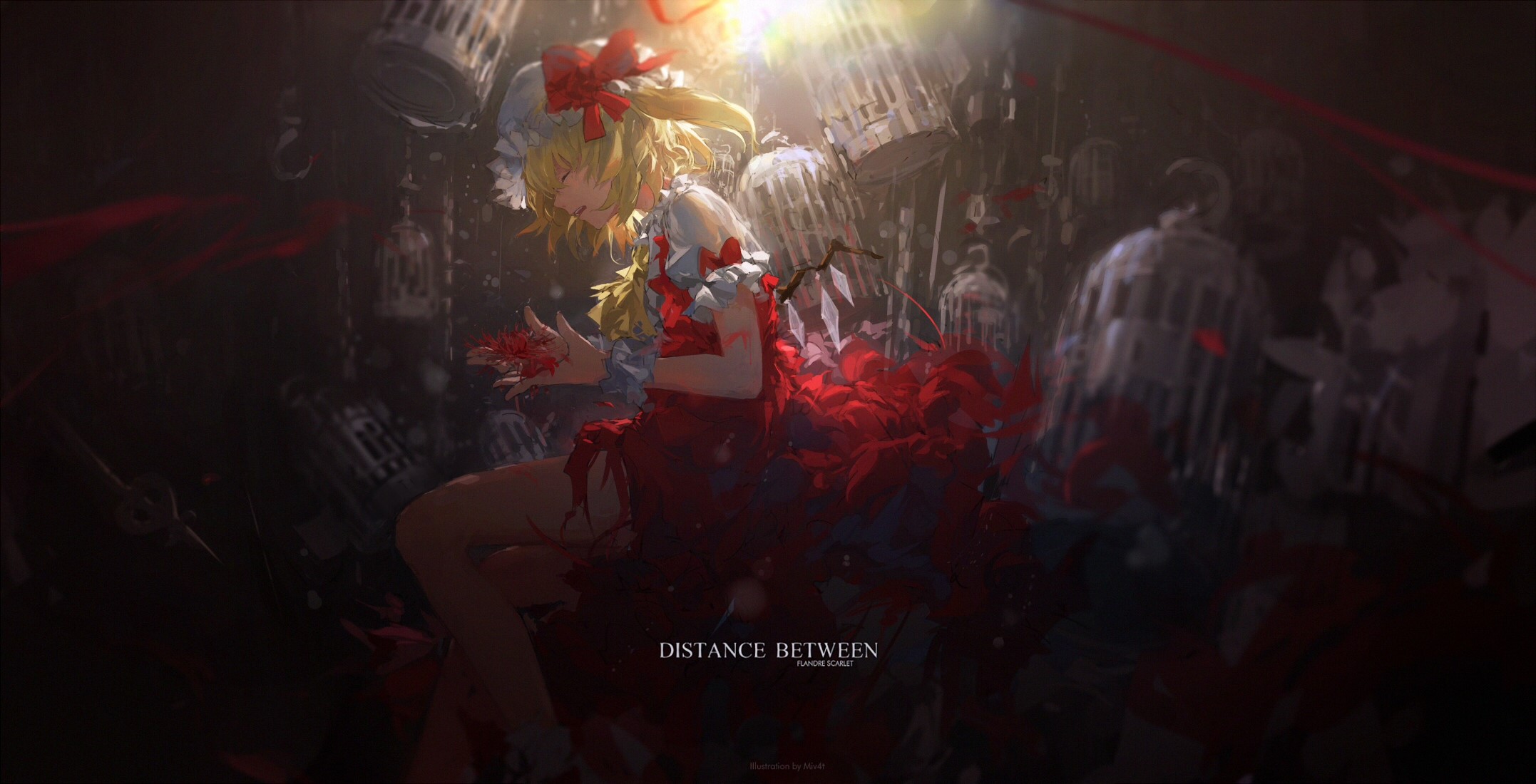 Flandre Scarlet, anime girls, cages, blonde, Touhou, anime, Miv4t HD Wallpaper