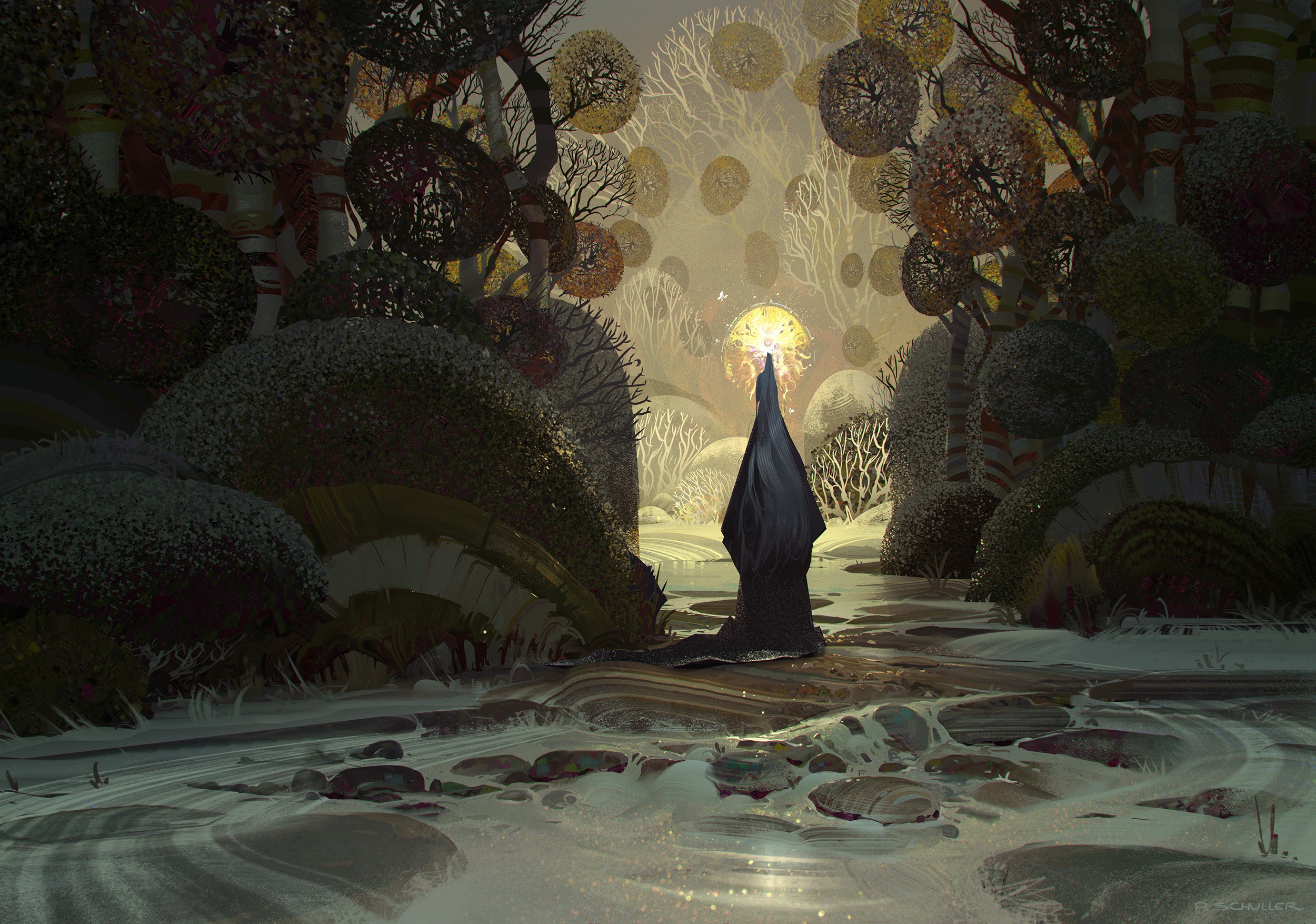 snow, digital art, women, environment, trees, Spirit, forest, Pierre-Alexandre Schuller HD Wallpaper