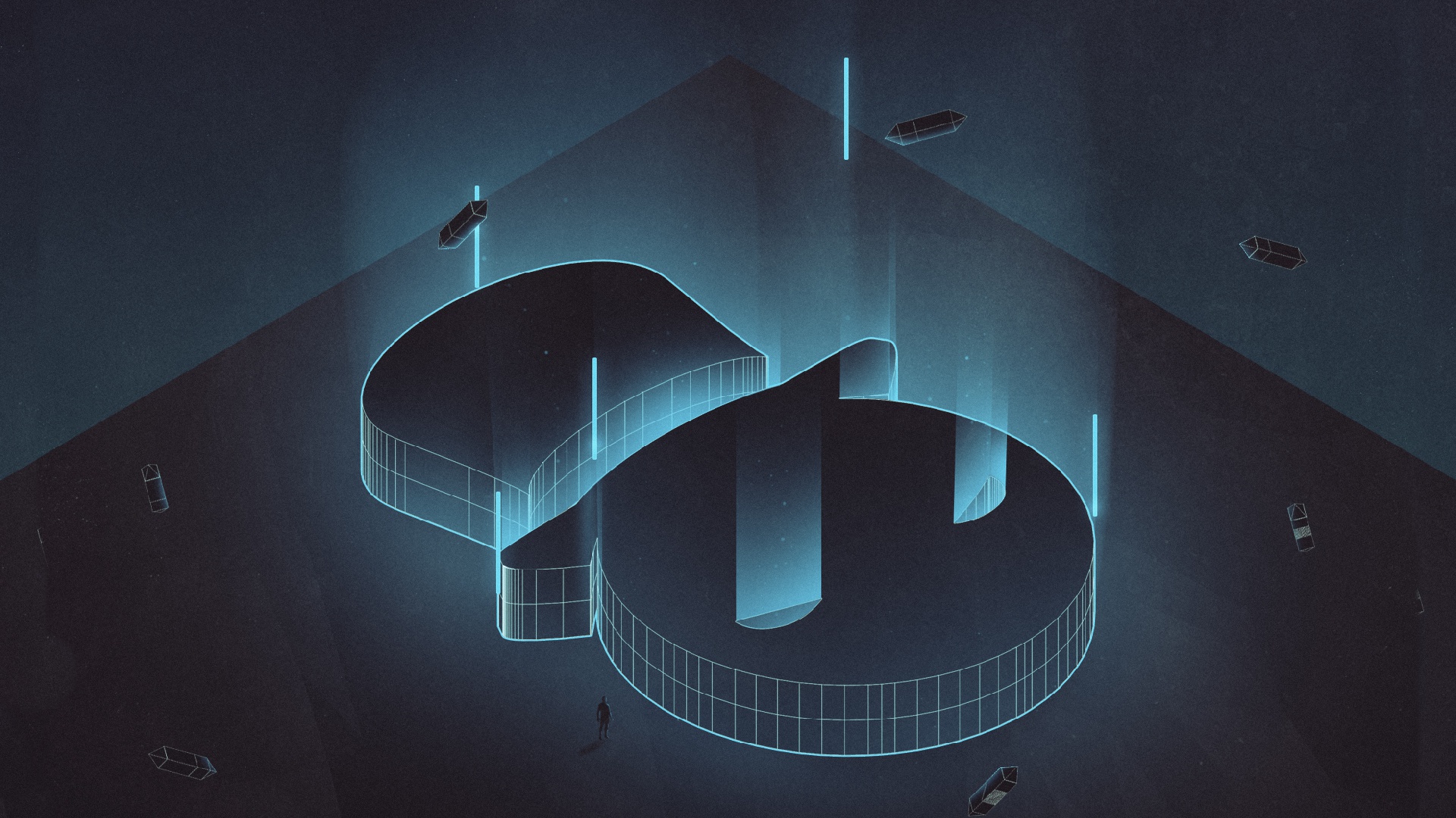 Monstercat abstract neon architecture HD Wallpaper
