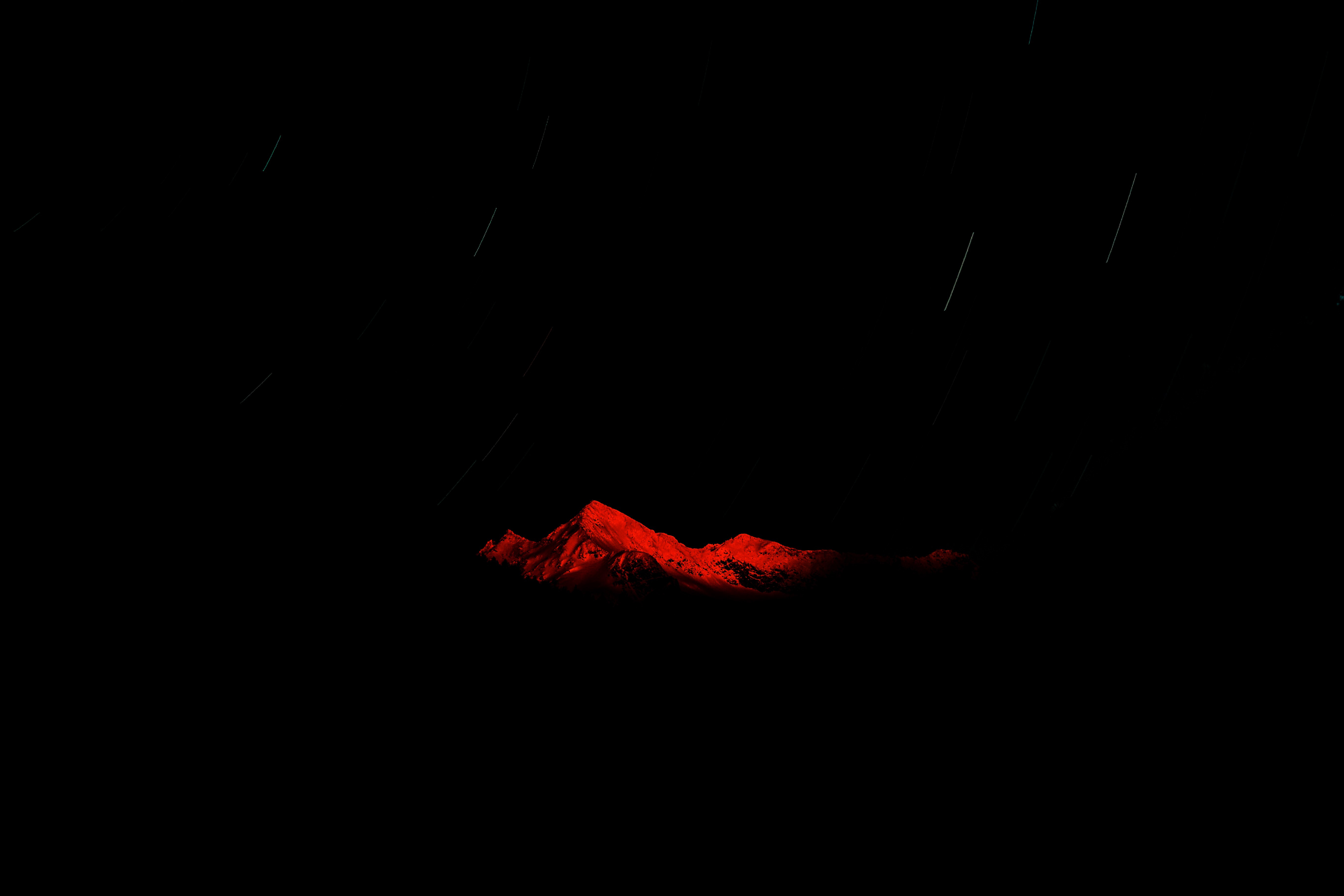 4K, starry night, snow, landscape, mountains, nature HD Wallpaper